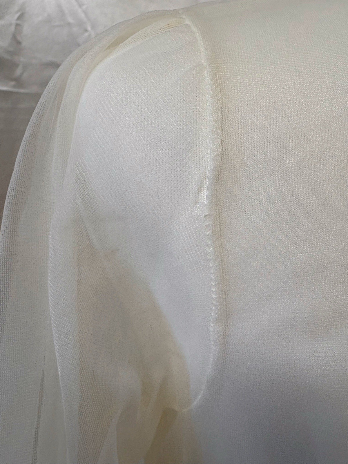Vintage 60s 70s Nylon Chiffon Ruffled Blouse Lingerie Sheer Top Peplum USA Made