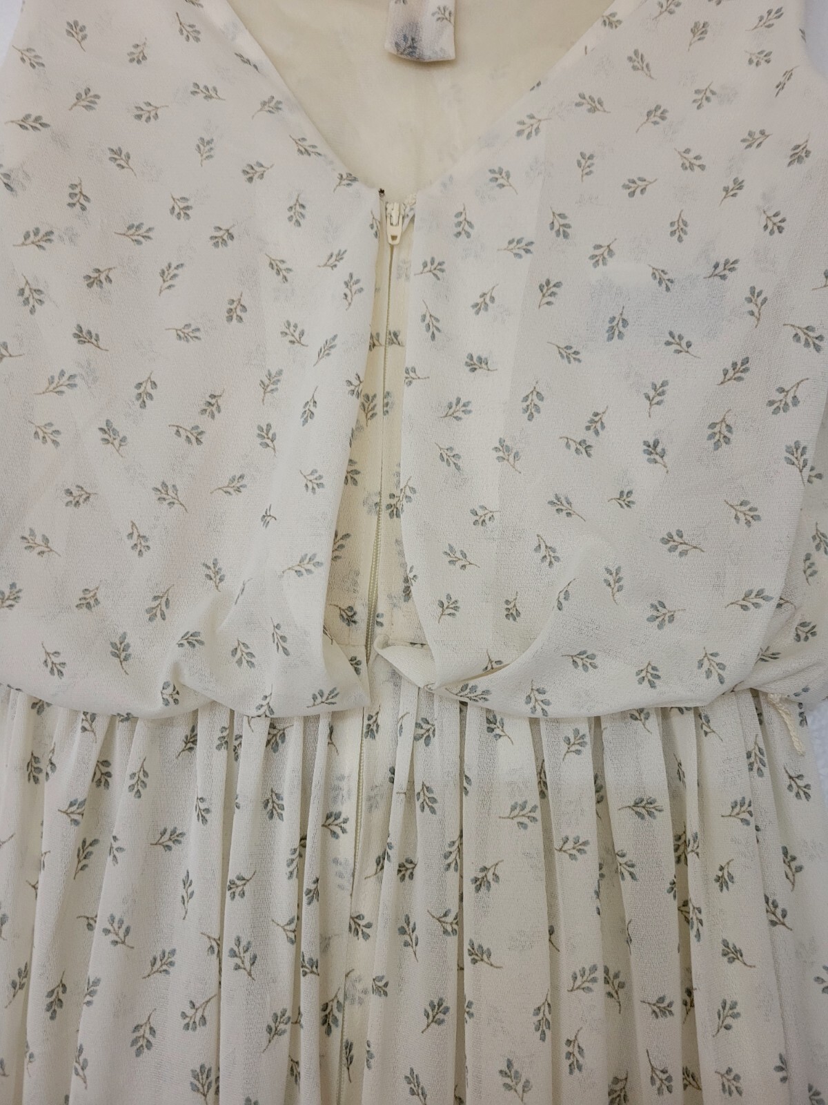 Vtg 60s Spring Dress Floral Sleeveless Size Small Ivory