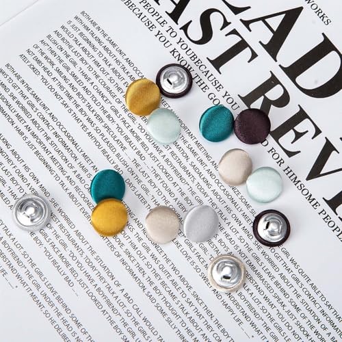 20 Pcs Satin Covered Metal Shank Buttons Cloth Buttons for Wedding 25mm Blue