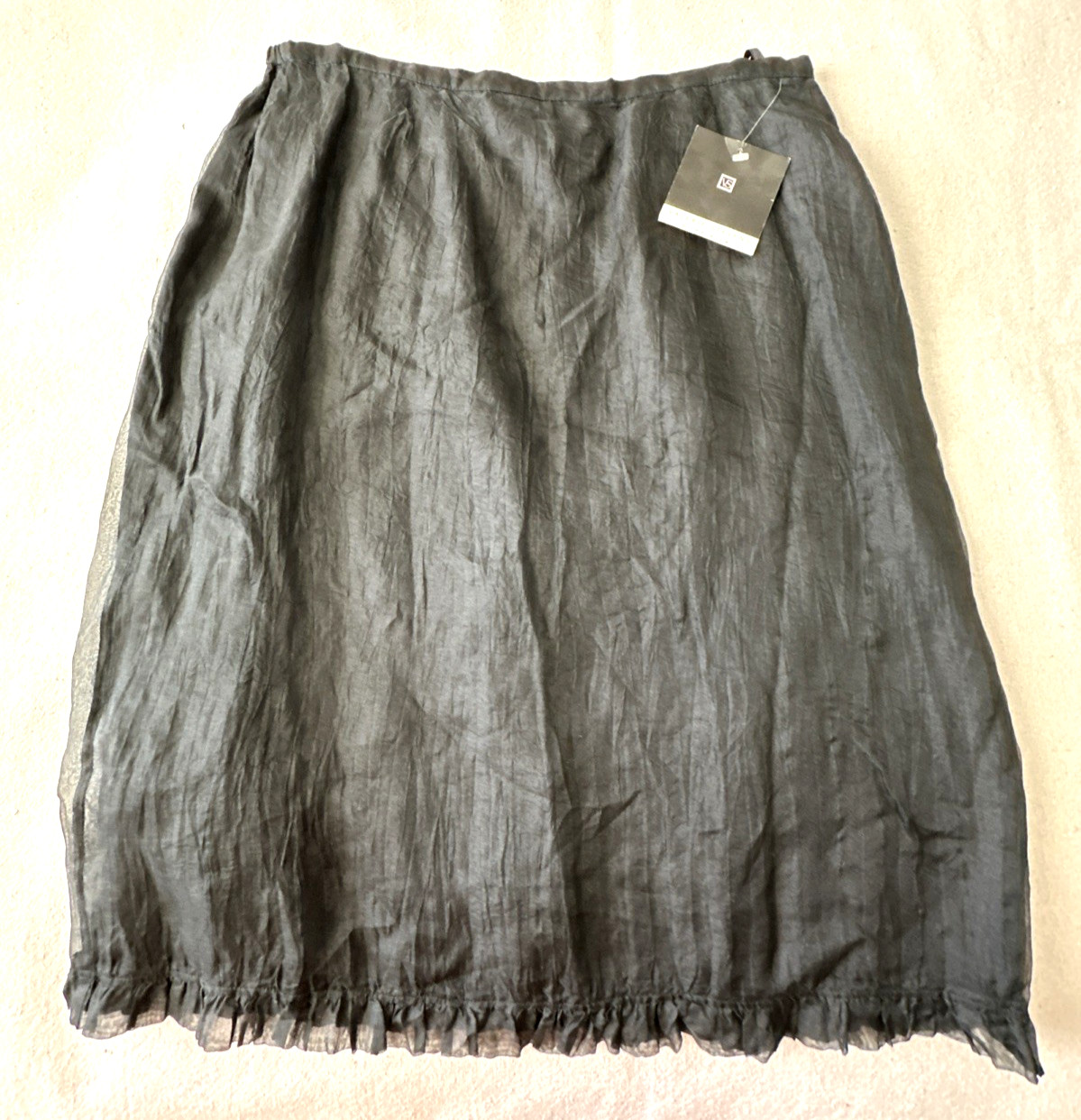 100% Silk Valerie Stevens Black Skirt Lined with 100% Silk Size Large (#D)