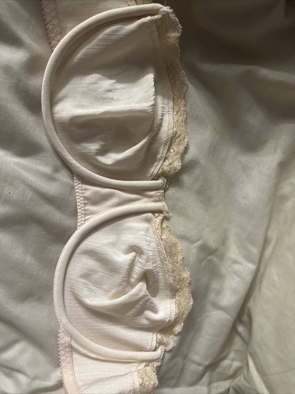 Vintage Warners Ivory Strapless Underwire SHINE-ON Bra 36C Style 1120 Lace Trim