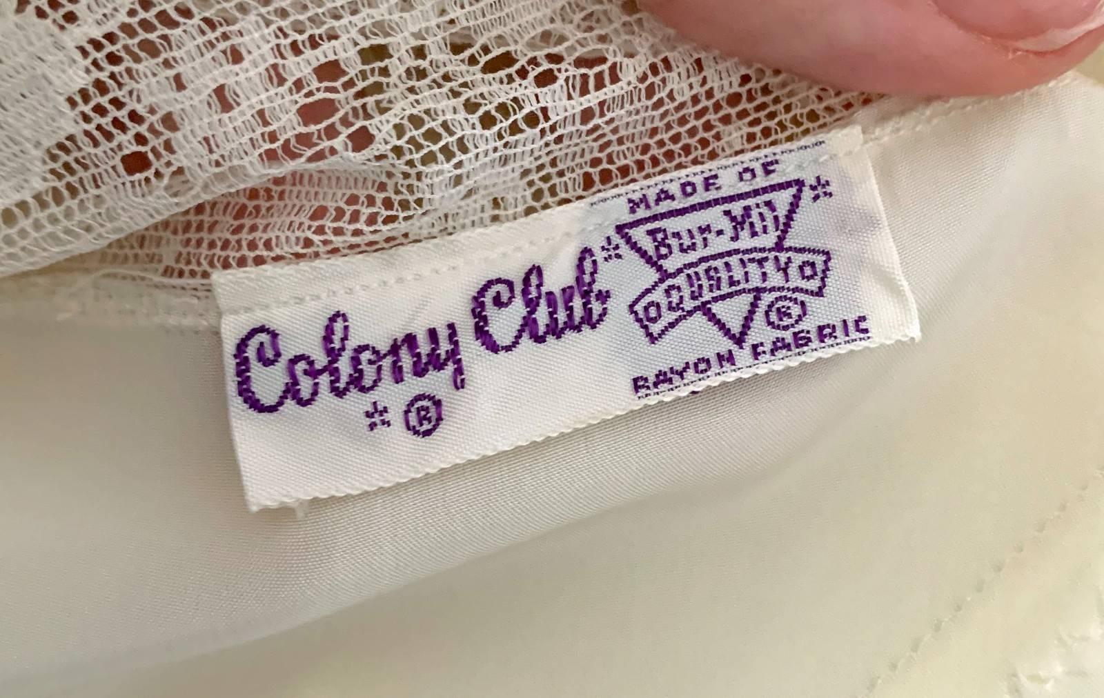 1940s 1950s White Rayon and Lace Volup Plus Size Slip Colony Club Bur-Mil Fabric