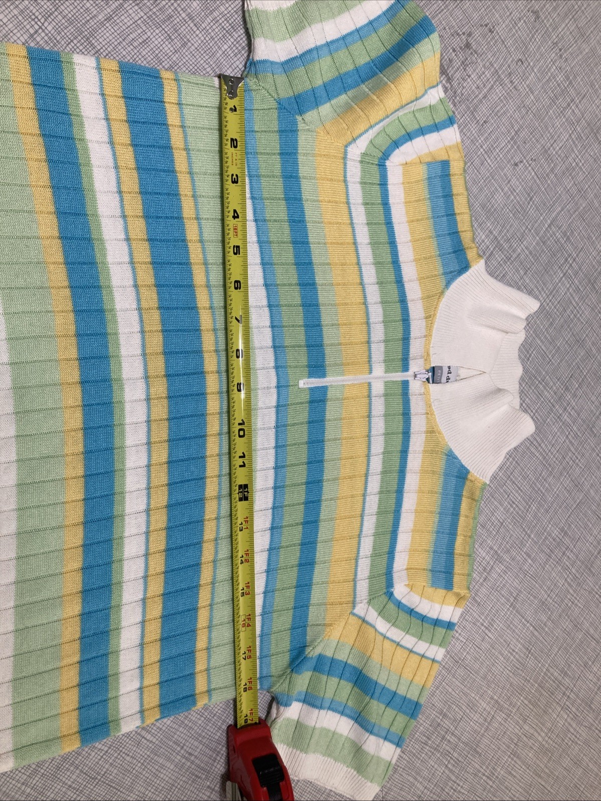 Vtg 80s 90s Alfred Dunner Striped Knit Polo Top USA Made Coastal Grandma Pastel
