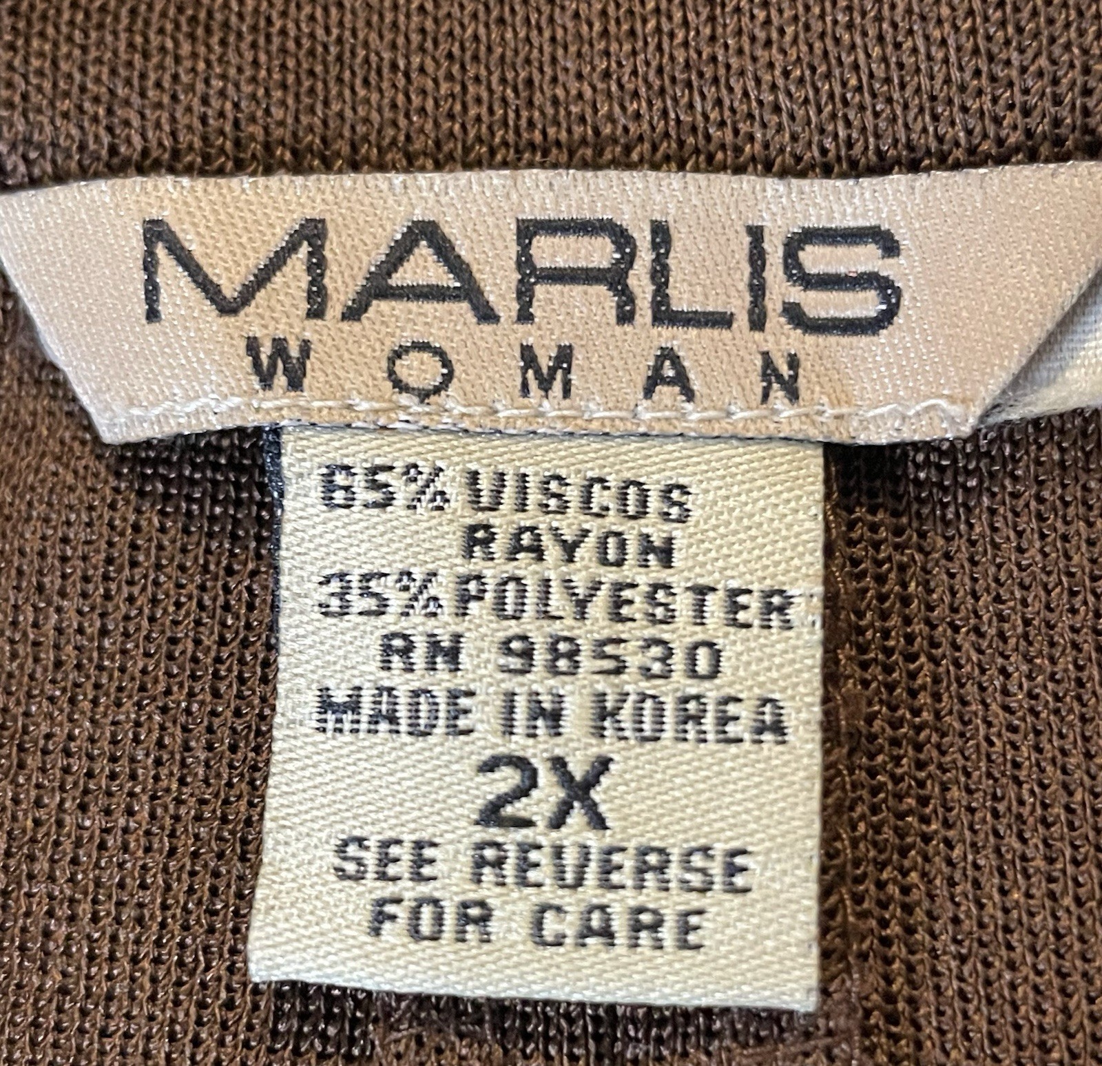 Vtg 70s Marlis Woman Knit Straight Pants 2X Brown Rayon Blend Pull On Athleisure