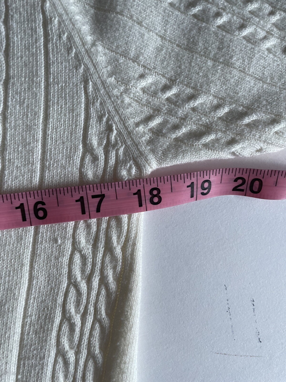 Vintage Yarnworks Sweater Med Cable Knit Shoulder Pads Short Sleeves Cream*