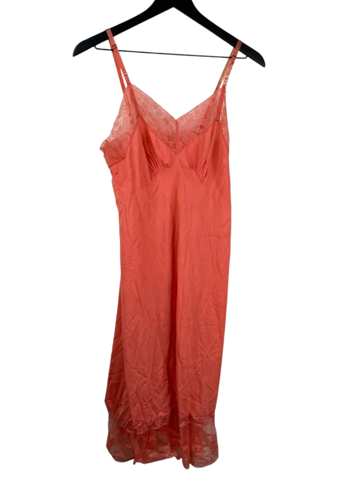 Vintage Carter’s Slip Dress Dupont Nylon Lace Coral 34 Average Fairy 90’s Y2Y