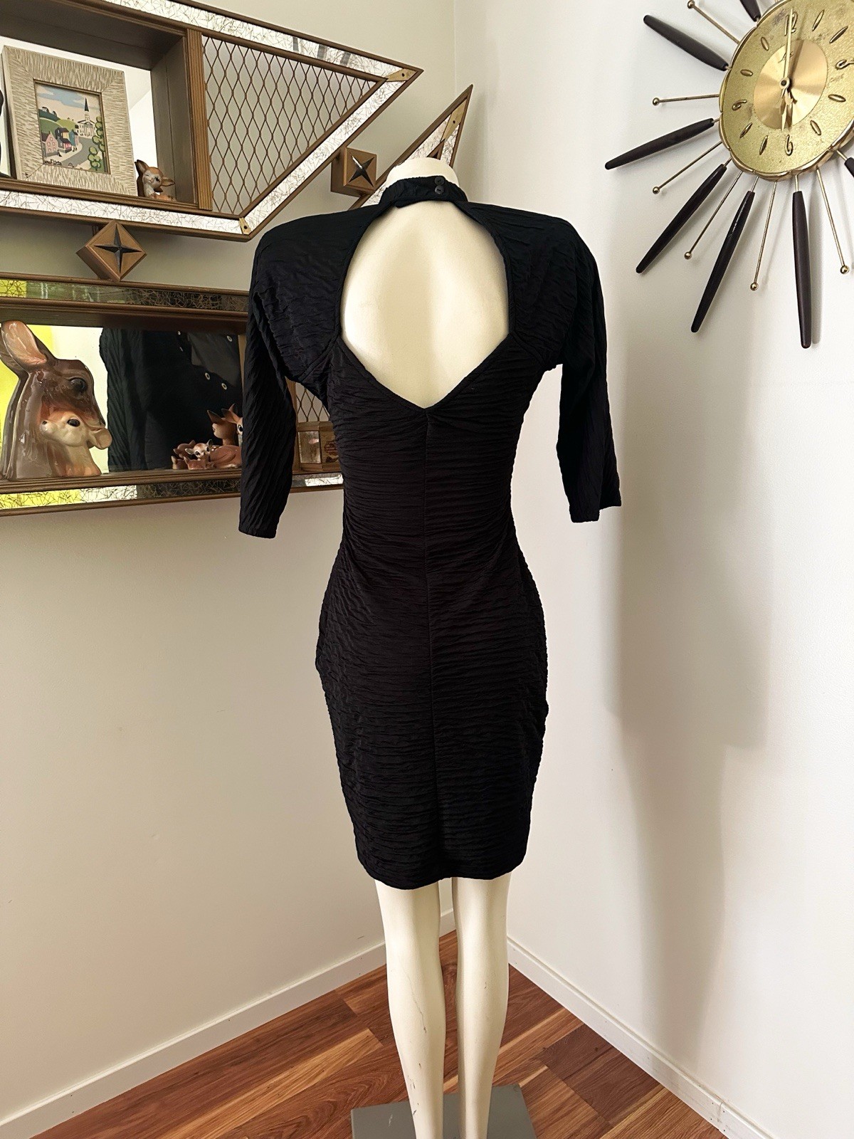 Vintage 80s 90s Sexy Little Black Bodycon Dress by Absoutely Sz 11/12