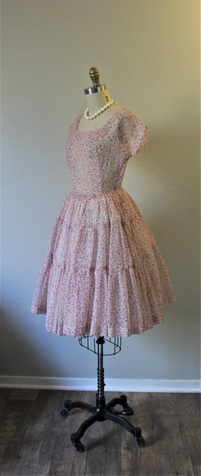 Vintage 50s Jonathan Logan Sheer crepe seersucker atomic novelty print dress