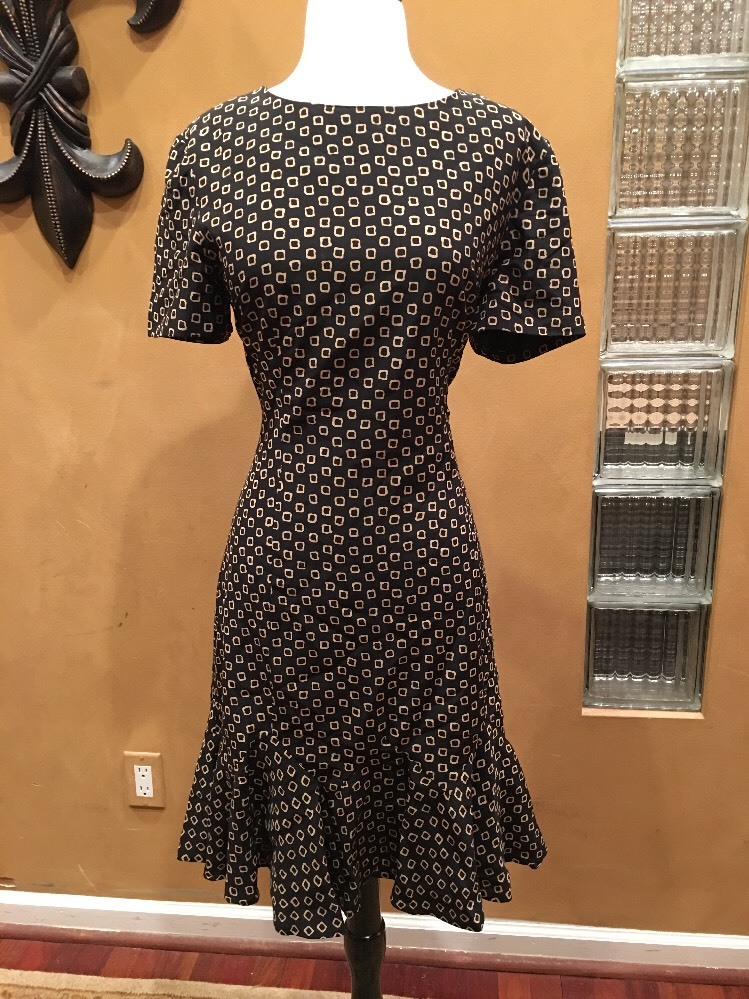 Arnold Scaasi Vintage Black Silk Square Design Ruffle Cocktail 10 Formal