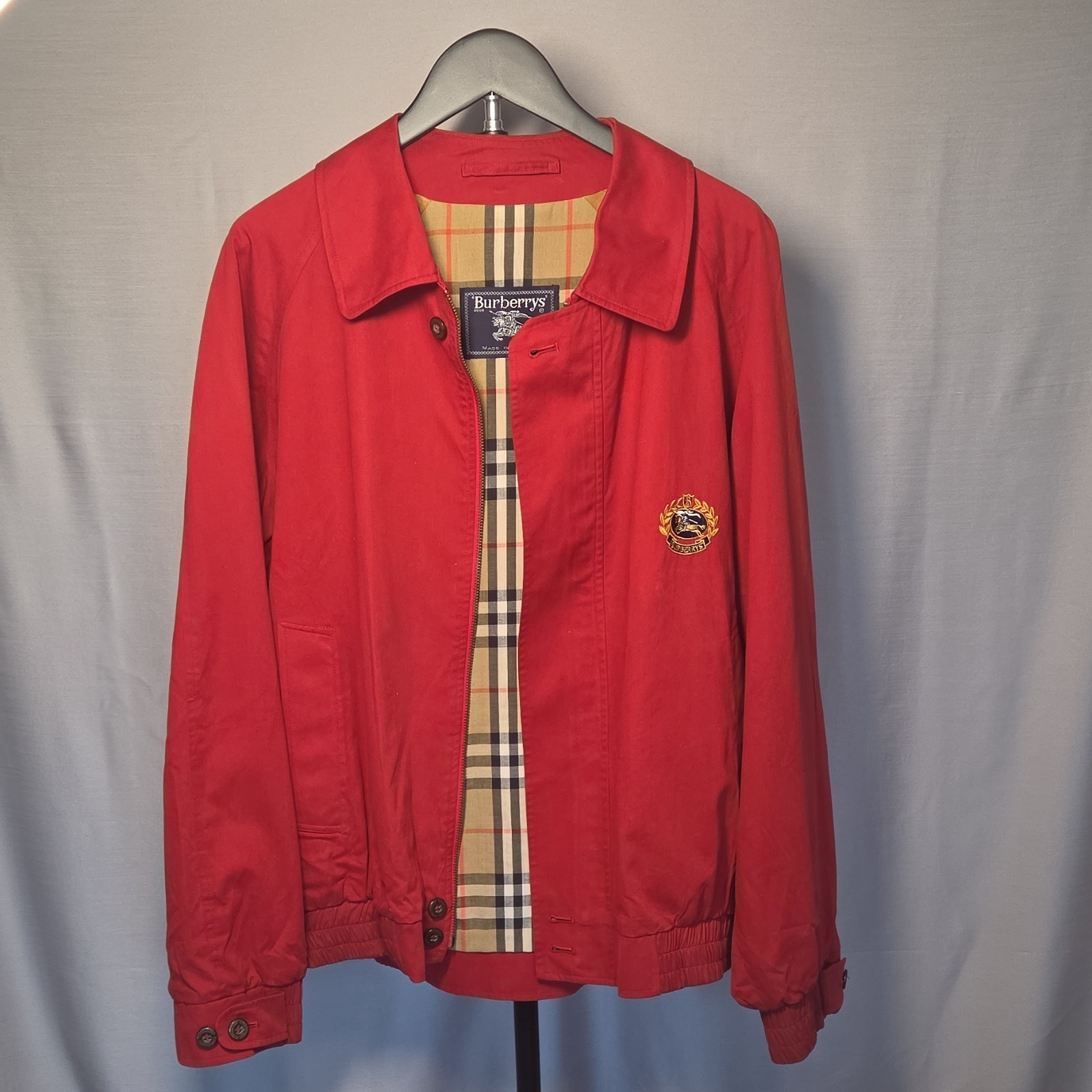Burberry Harrington Jacket In Red Featuring The Iconic Logo