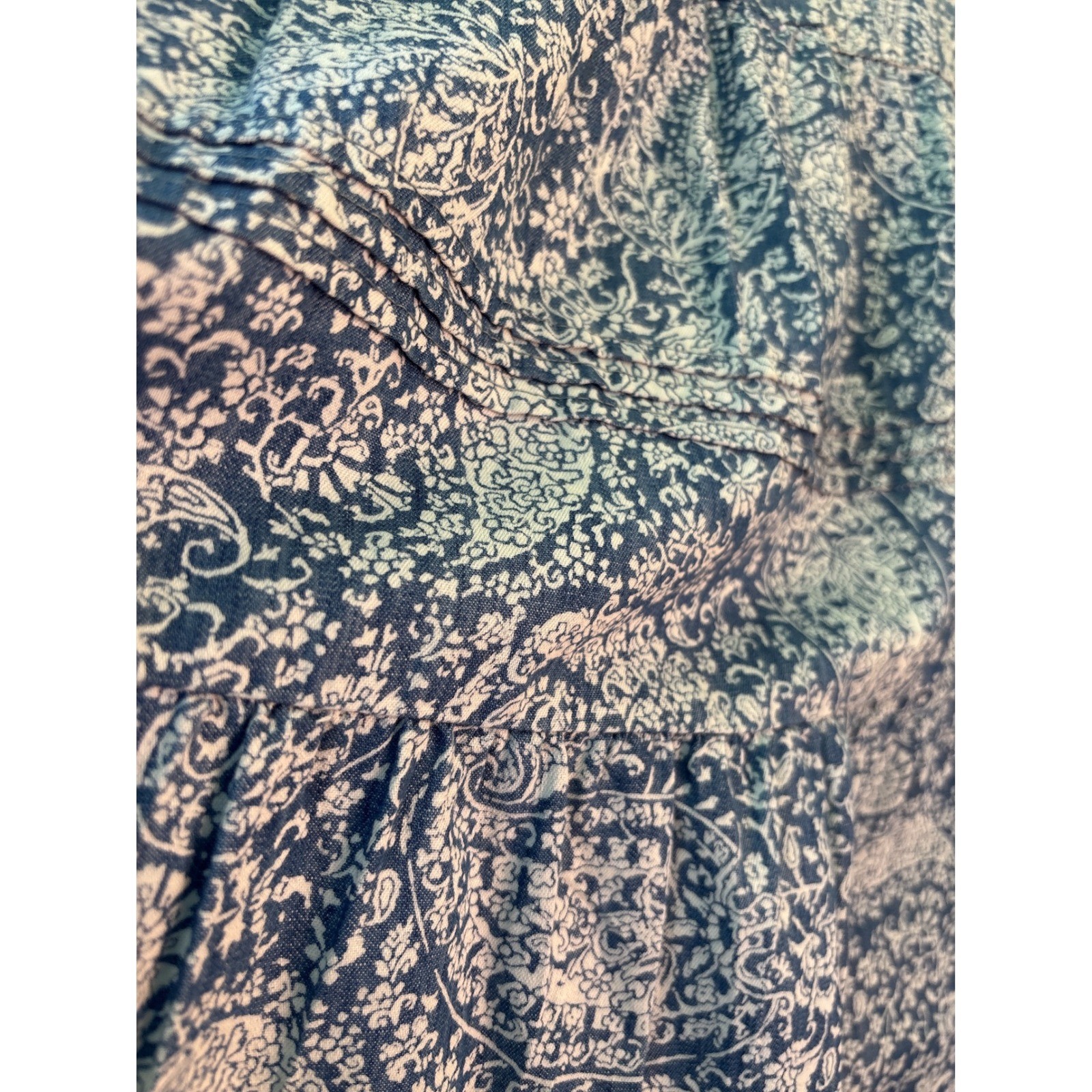 J. Jill Denim Ombre Paisley Tiered Midi Skirt Sz XL Cottagecore Boho