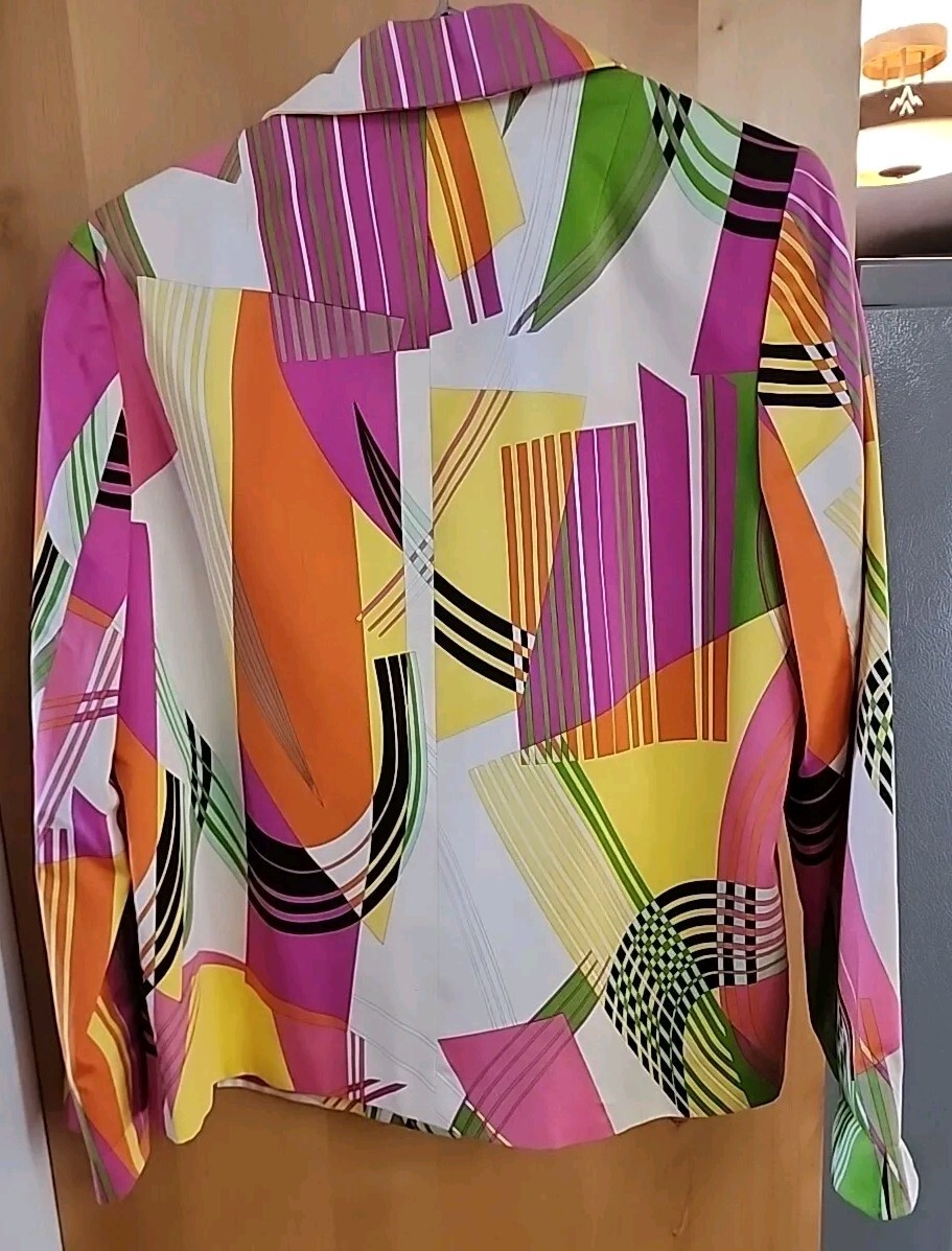 VTG Dana Buchman Blazer Sz10 Women’s Multi Color Coat Jacket Pink Lined Retro