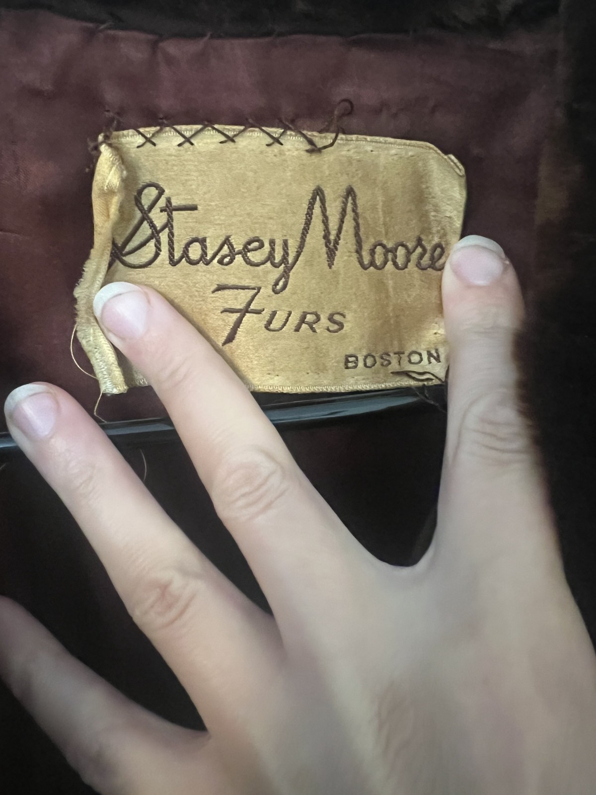 Stasey Moore Furs faux fur coat vintage evening wear winter long sleeves pockets