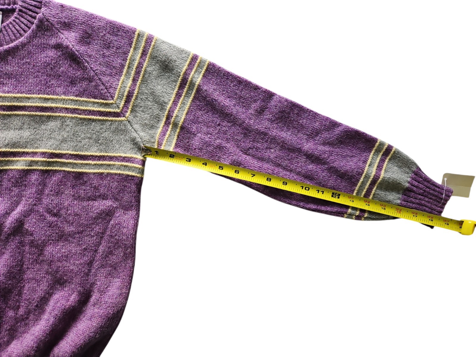 VTG NOS 70s Prego II Preppy Purple Shetland Wool Blend Pullover Sweater Large