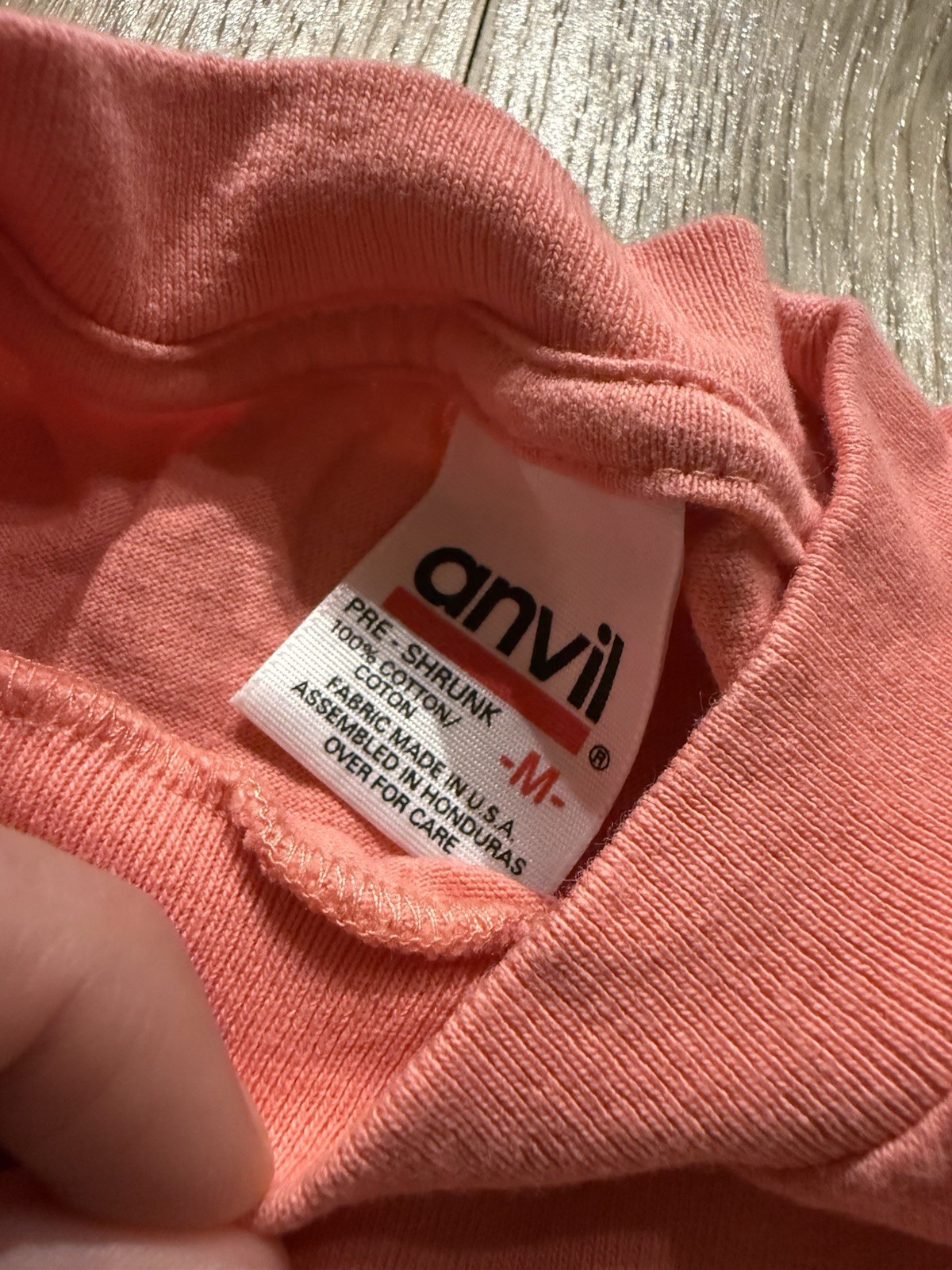 Vintage Anvil Butterfly Stamp T Shirt Medium Coral Pink Cottagecore Nature Tee