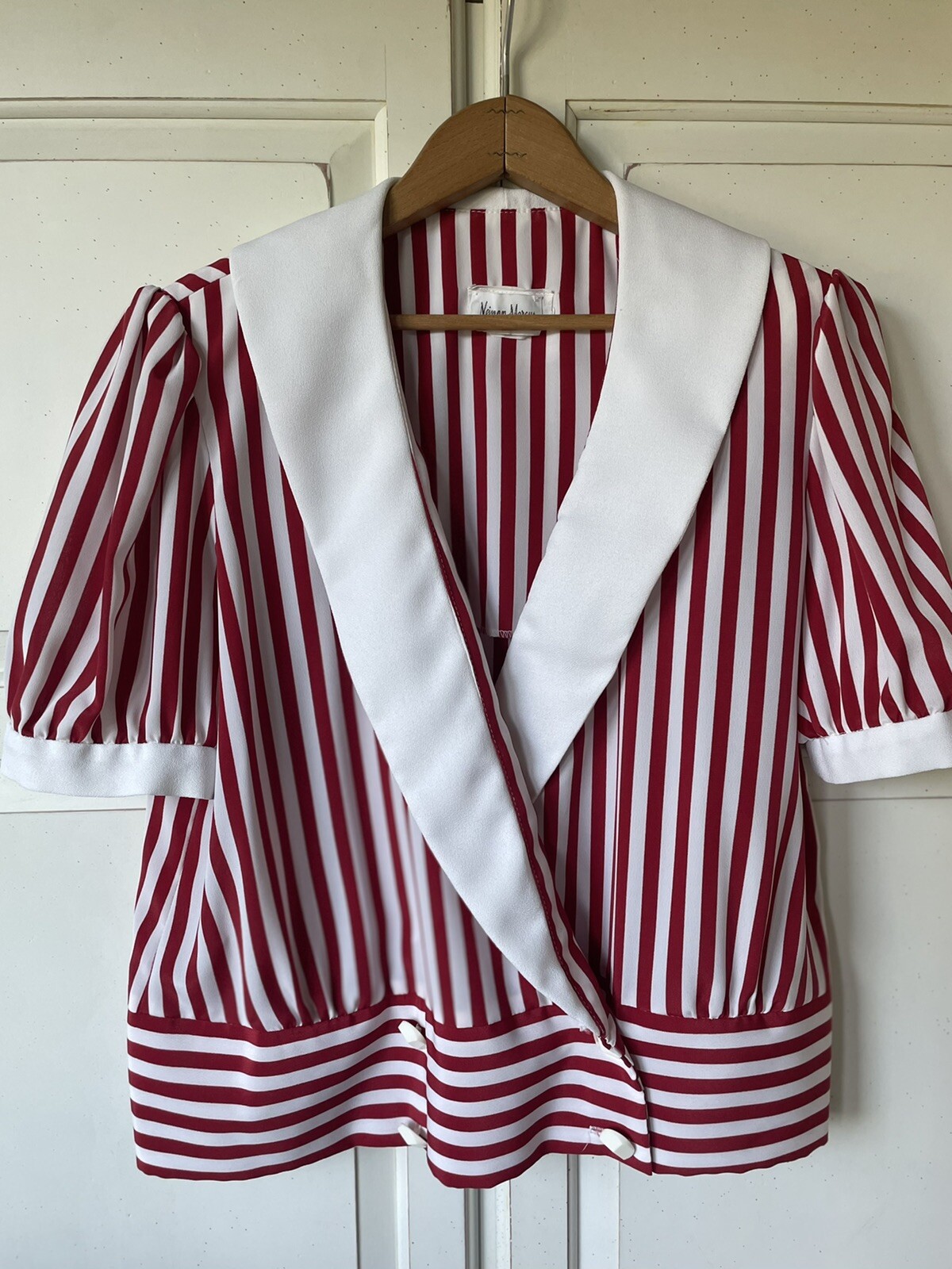 VTG 80s NIEMAN MARCUS ~ CHARLES ALAN Sz 12 Striped Dressy Blouse Shell Top