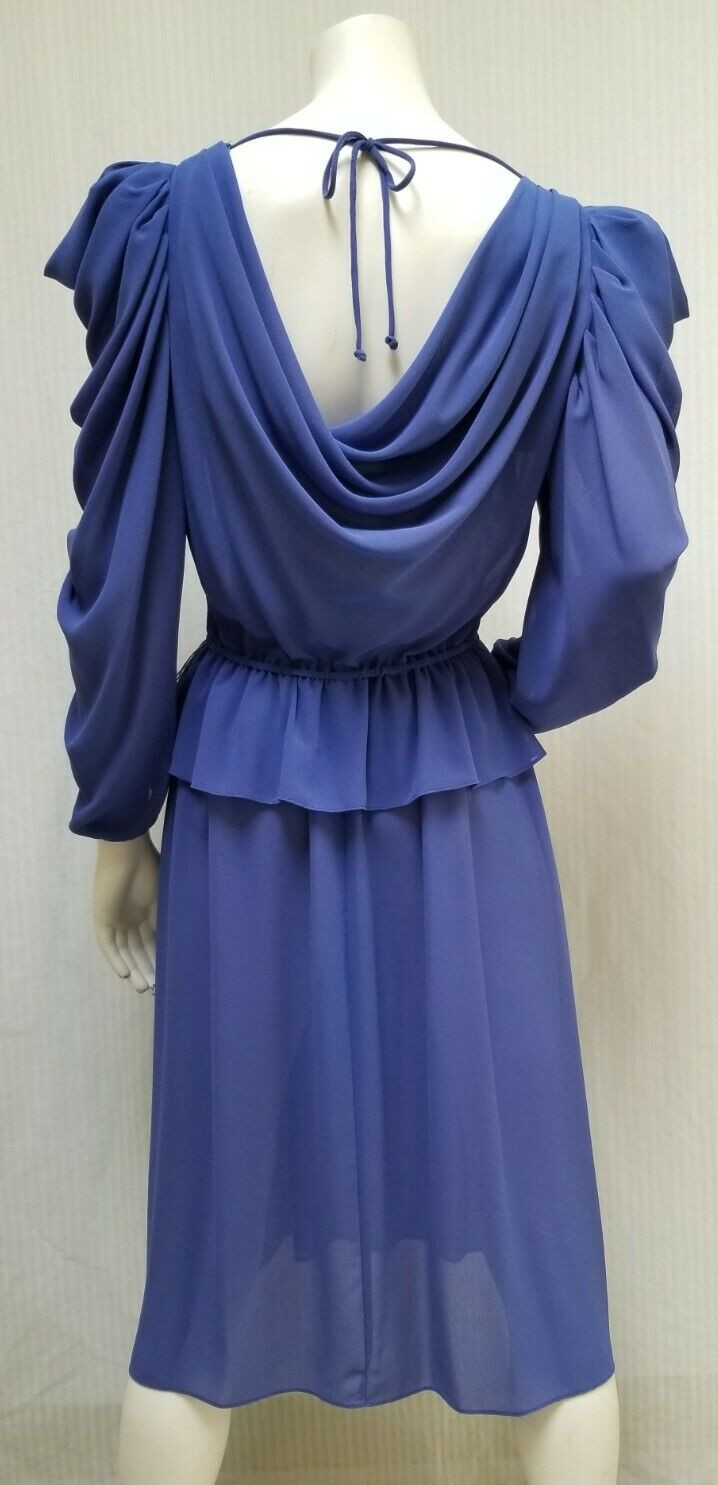 Vintage 1980’s BILLY JACK FOR HER Sheer Purple Goddess Draped DRESS -Size M- EUC