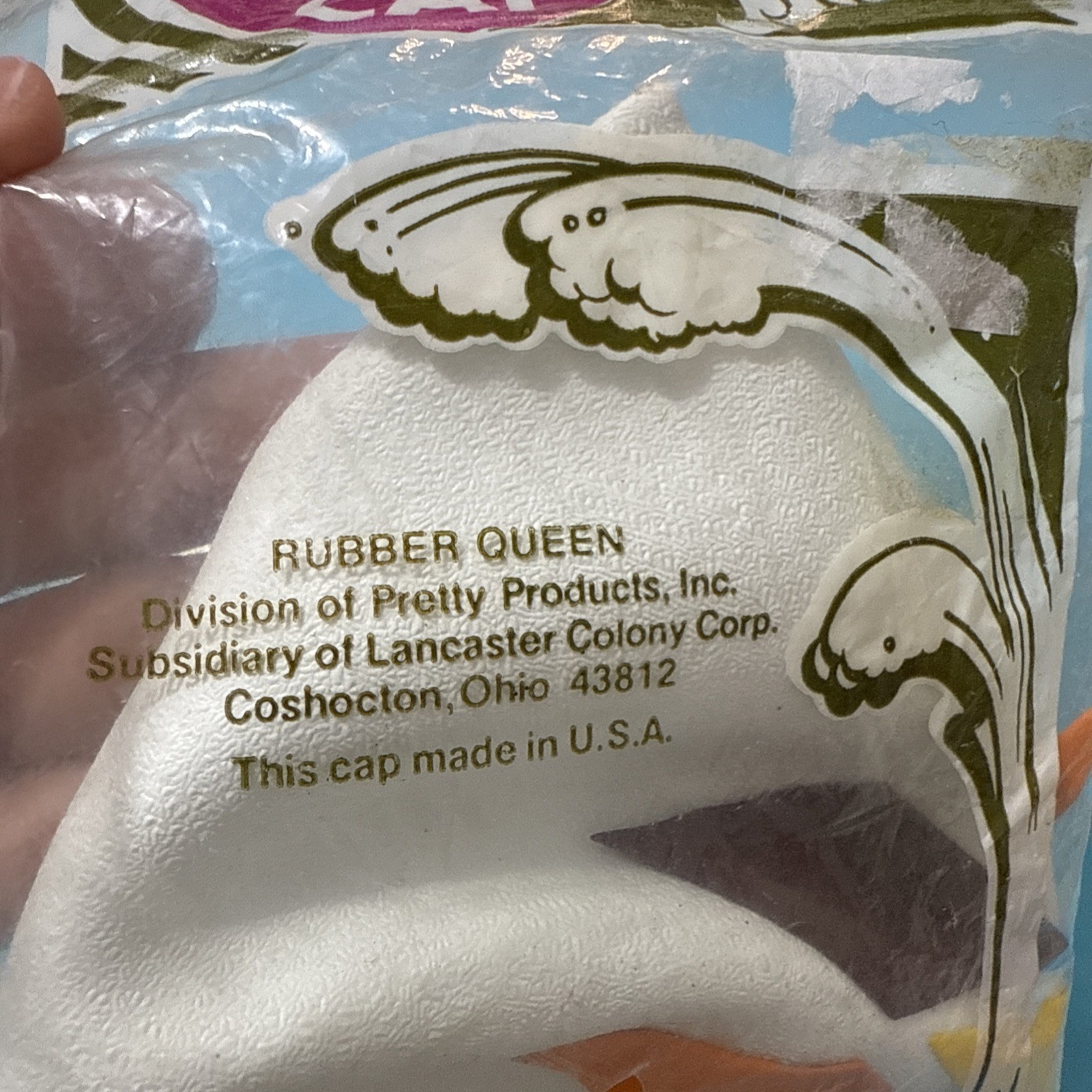 Vintage 70s White Diamond Geometric Rubber Swim Cap Swimcap by Rubber Queen NOS