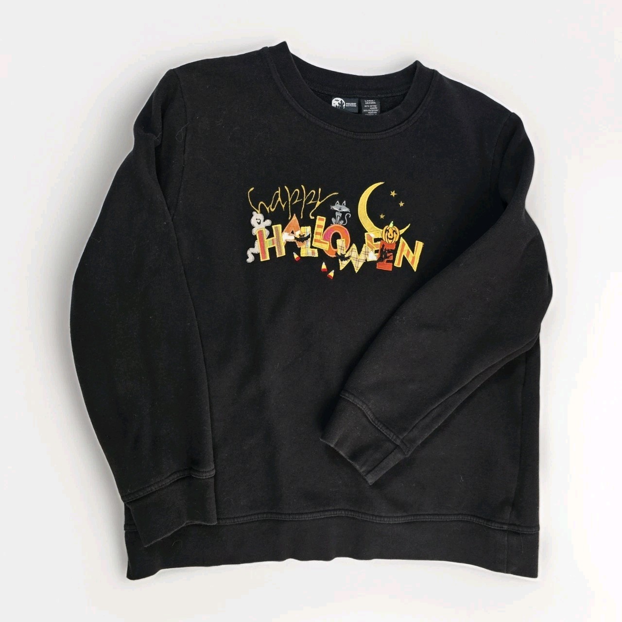 Womens Holiday Editions Sweatshirt Halloween Womens Large Black Embroidered