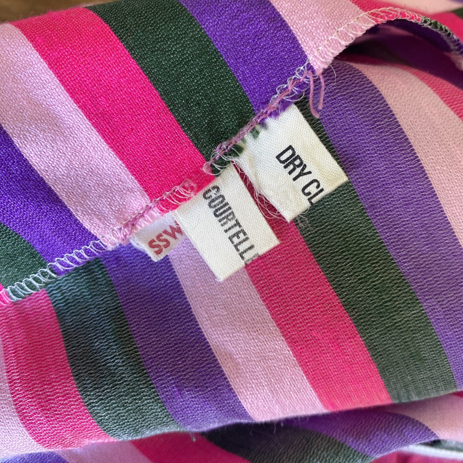 Vintage Prue Acton Dress Fits Au 8 XS/S Multicolour Stripe Silk Wrap Mini Dress