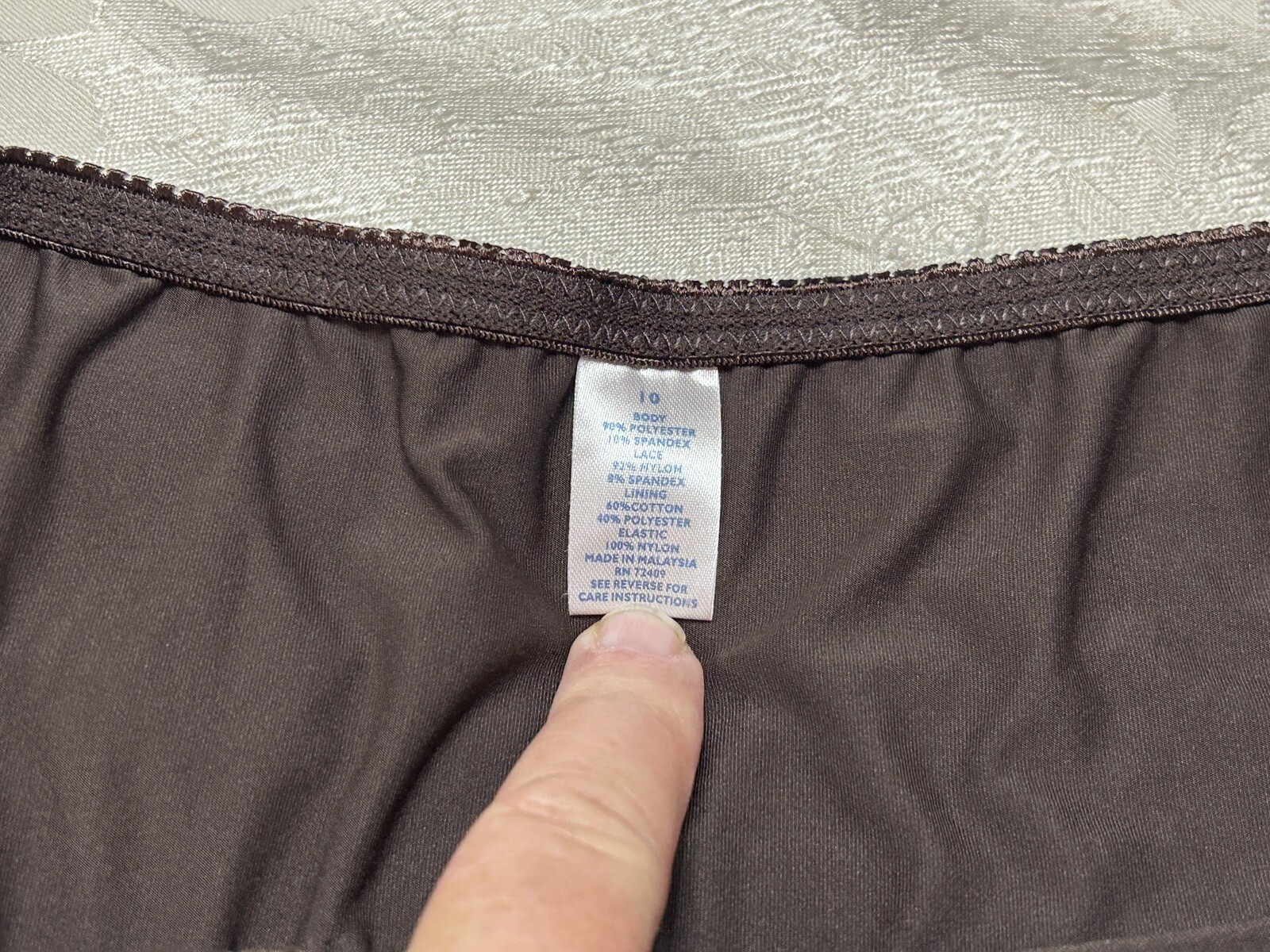 Vtg Unbranded 170593X Sheer Lace Polyester Cheeky Hipster Sz 10 Brown Panties