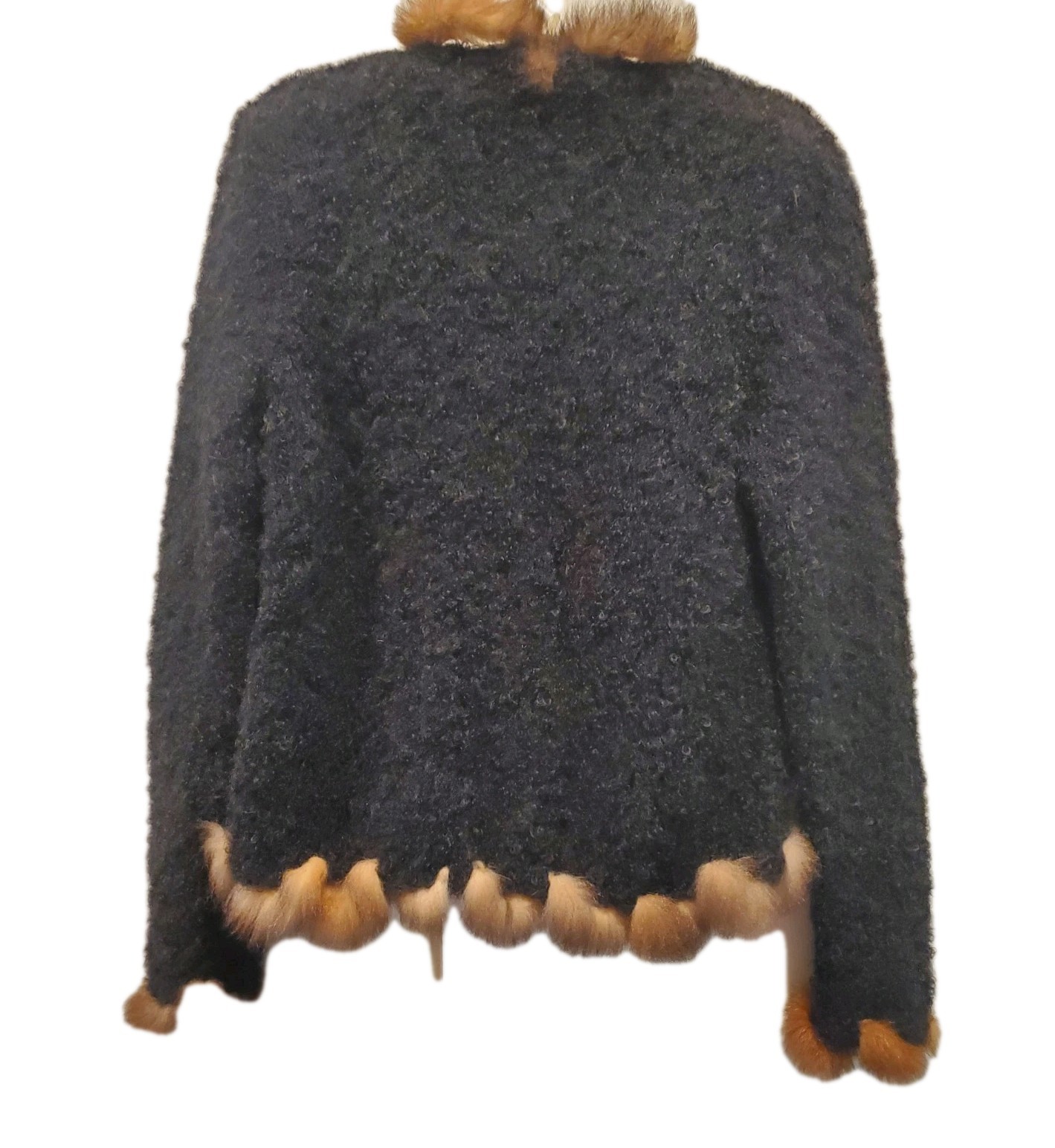 Seriously Twisted Kid Mohair Possum Fur Cardigan NZ Artisan Boho Luxury Black M