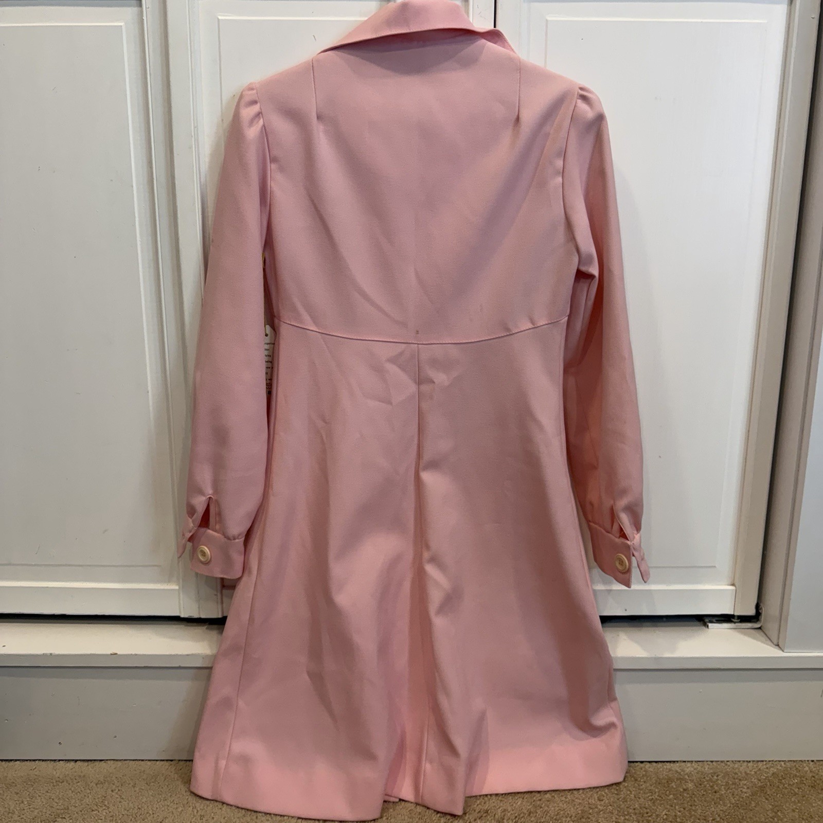 Vintage Sherbet Shirt Dress Juniors 8 Pink Button Front Mod GoGo A Line 60s