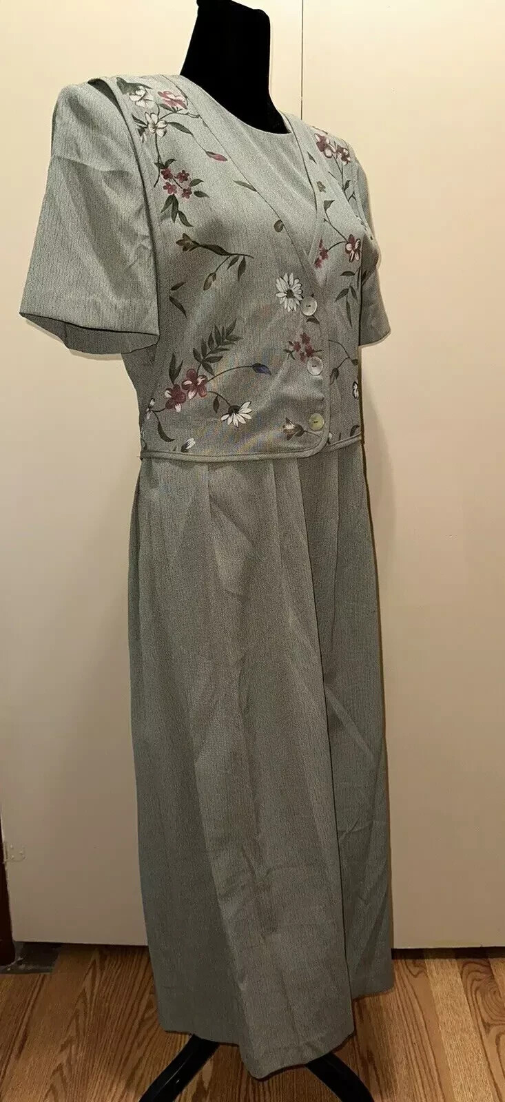 Vintage 80’s 90’s Miss Dorby Dress Women’s 12 Floral Career Green s113