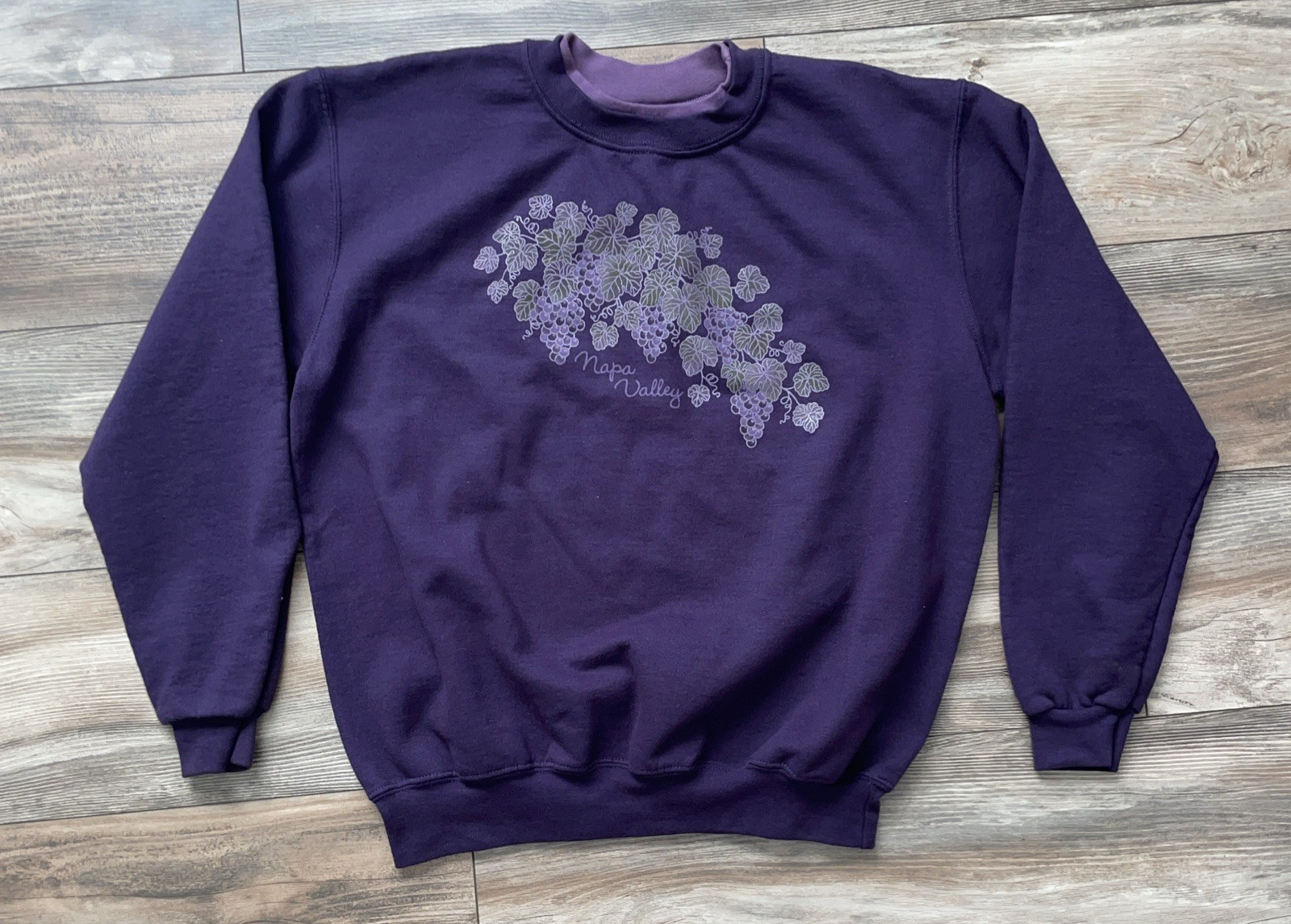 Vintage 90s Top Stitch By Morning Sun Napa Valley Purple Crew Neck Size L