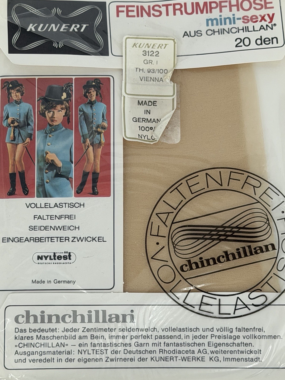 Kunert pantyhose 1960 Vintage mini sexy tights German made 93/100 100% nylon NOS