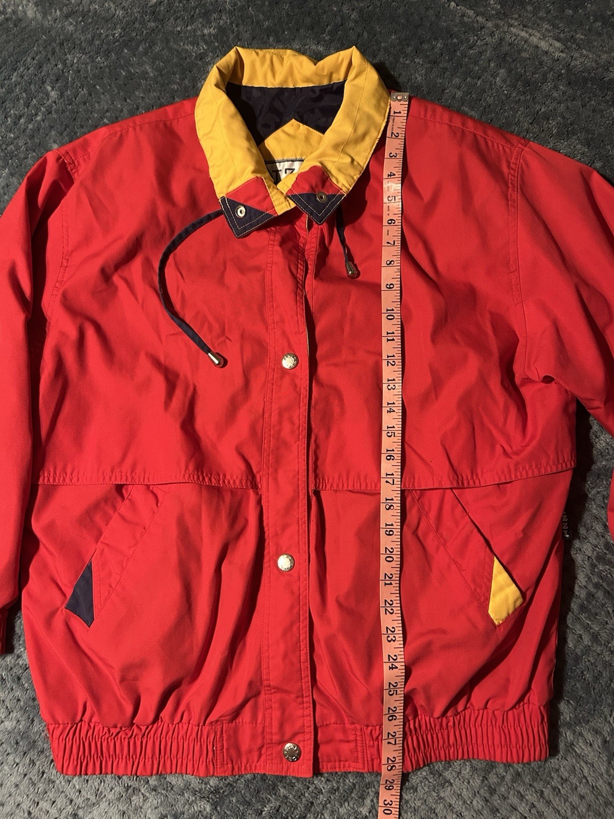 Vintage Izzi Jacket Coat Colorblock Red Yellow Blue Women’s Large Windbreaker