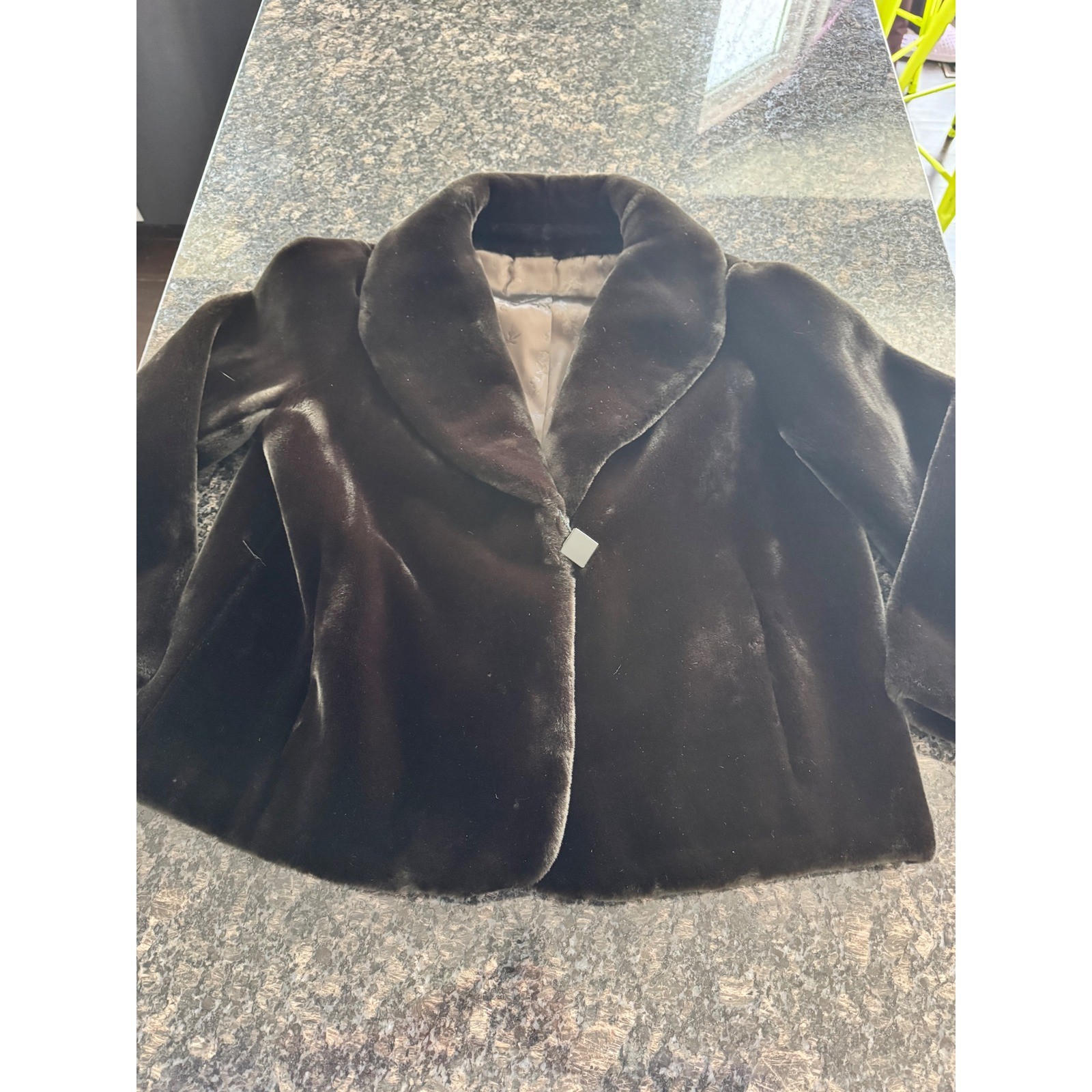 Vintage sportowne Faux Fur Jacket Brown coat USA made Orignal ZCMI tag attached