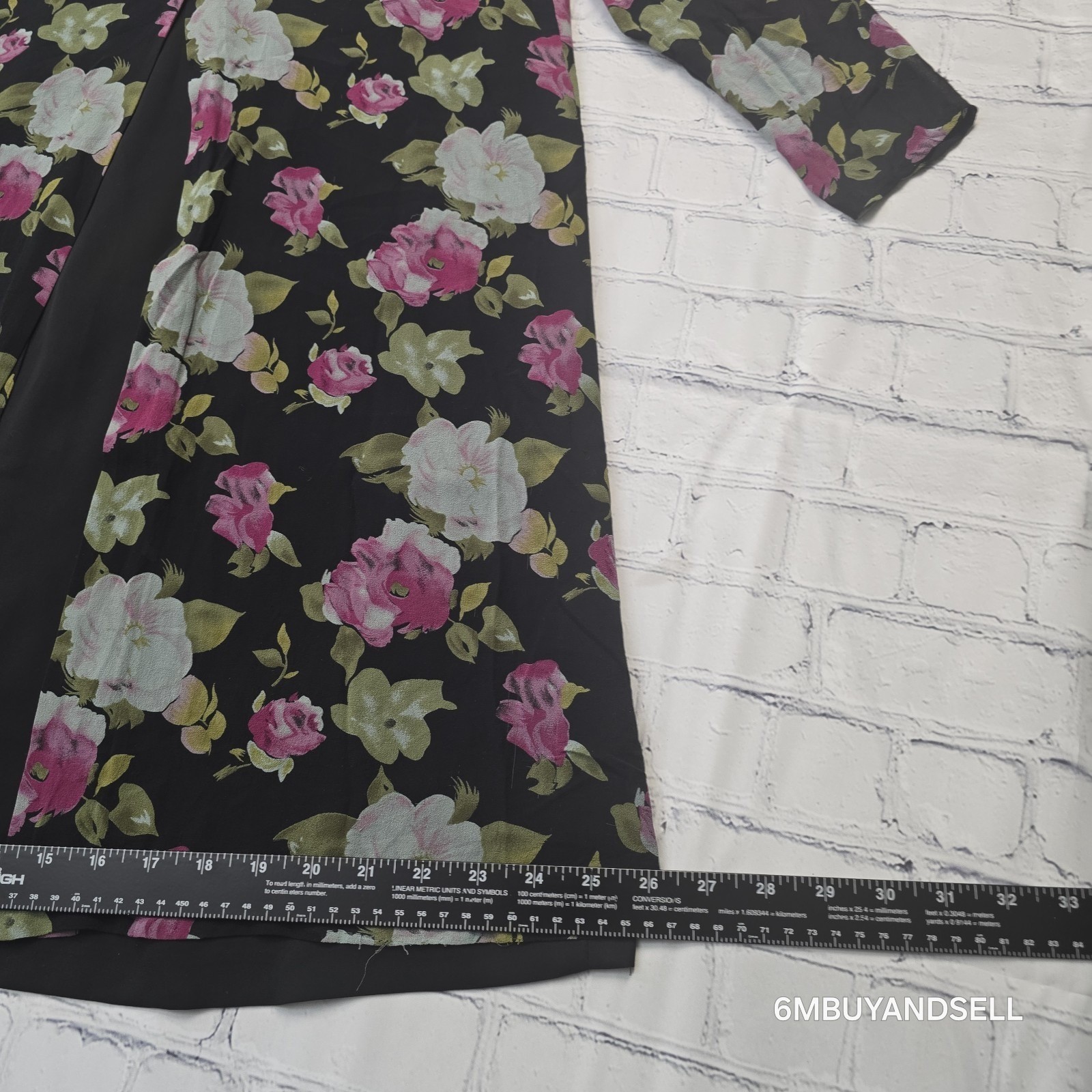 Evan-Picone Vintage 90s Silk Floral Midi Dress 12 Black Pink Purple 3/4 Sleeve
