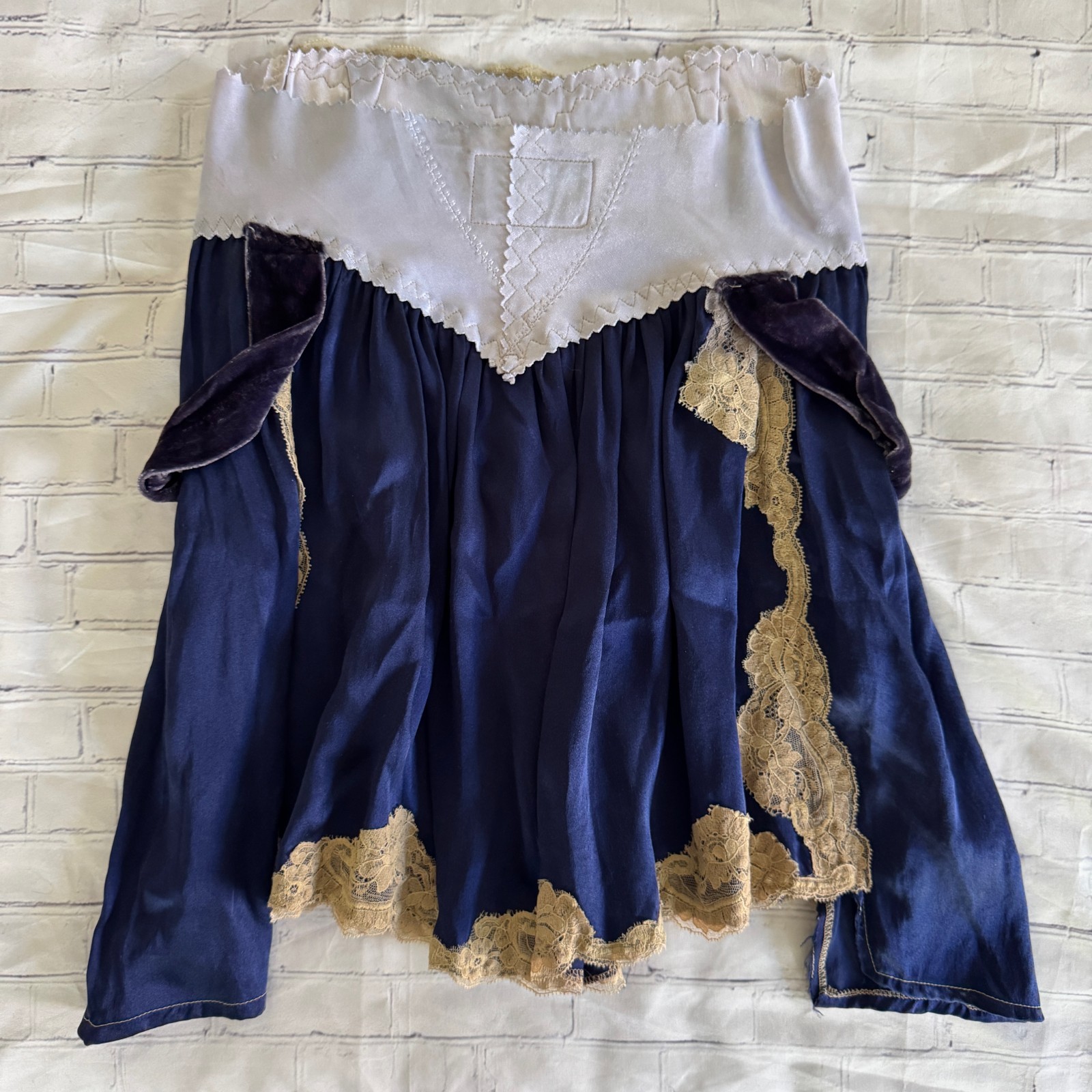 Y2K vtg CIGANA Slip Lace SILK UPCYCLED Girdle Strapless Top Skirt Regency DIY S