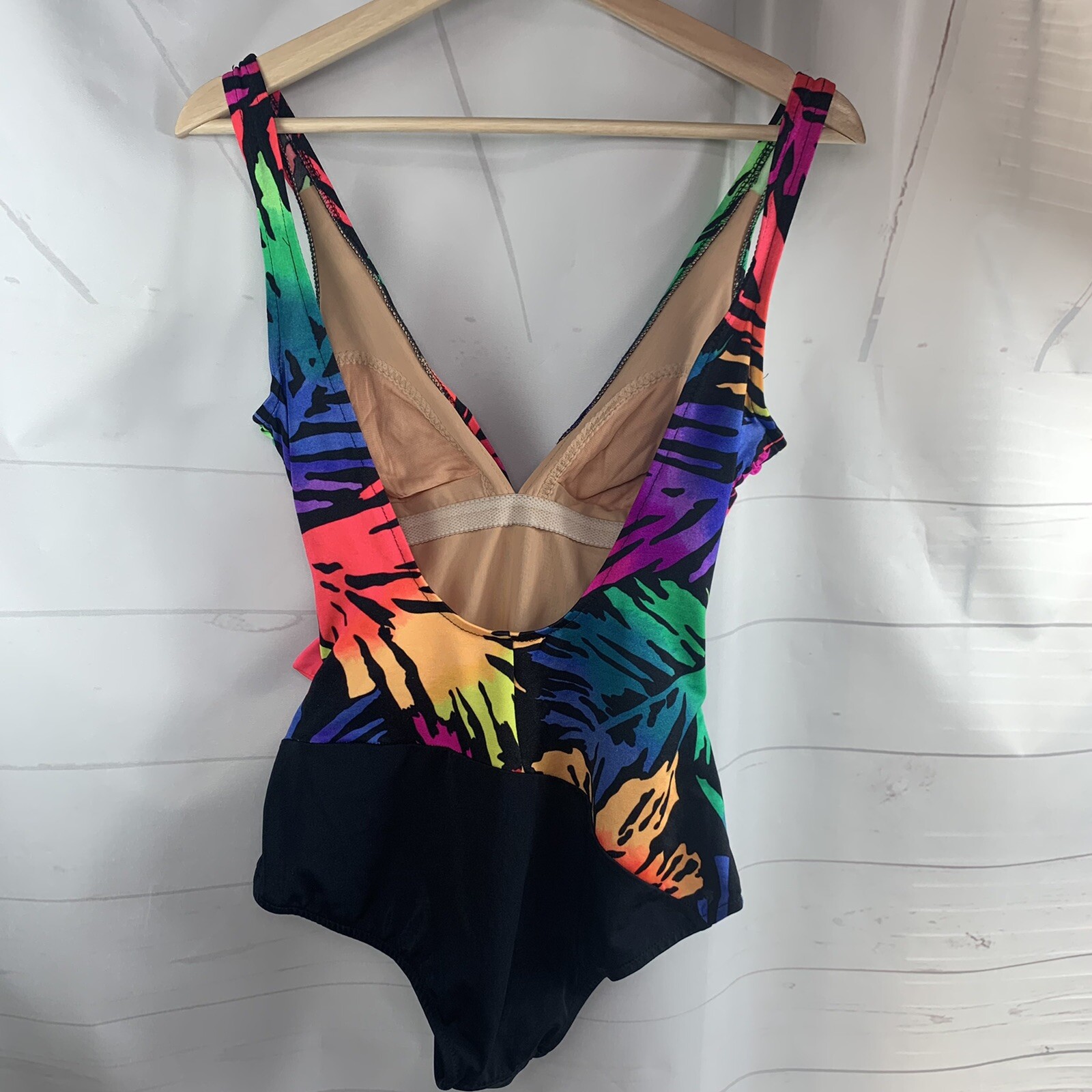 Catalina Neon Splash One Piece Swimsuit Bathing Suit Size 10 USA Vintage 1980s