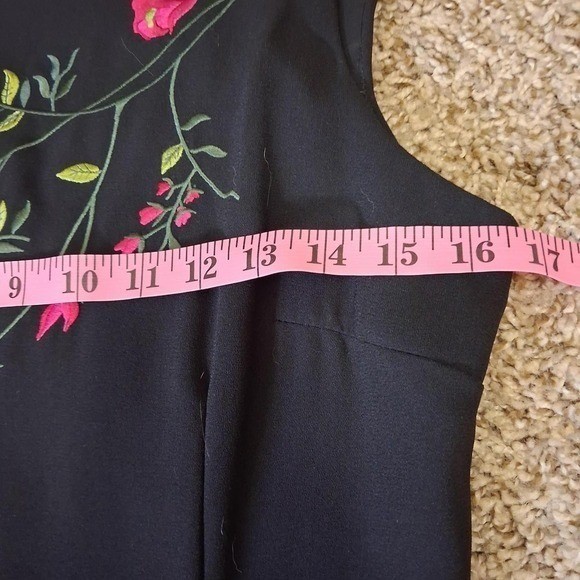 Vintage 90s Y2K Black Floral Embroidered Mini Dress 4 / 6
