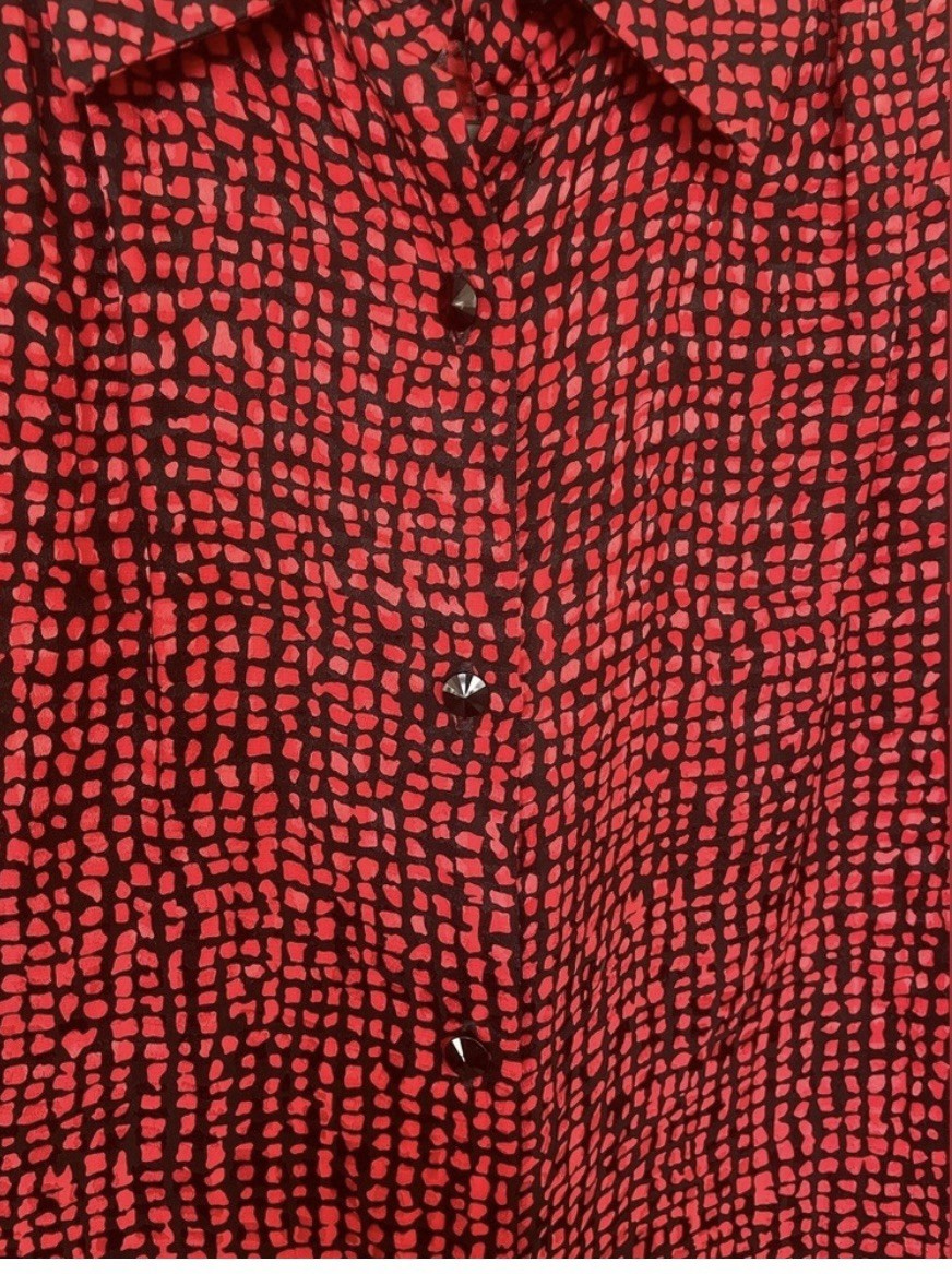 Vintage Nieman Marcus Red And Black 100% Silk 3 Piece Skirt Set Size 4