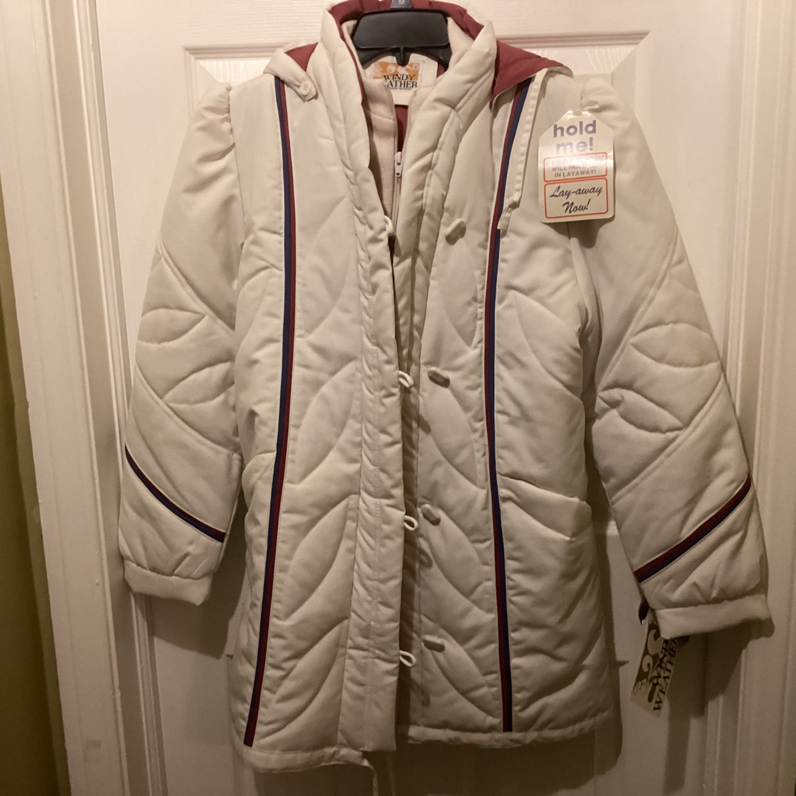 Vintage 70s 80s Windy Weather Winter White Puffer Coat NWT~NOS ~S