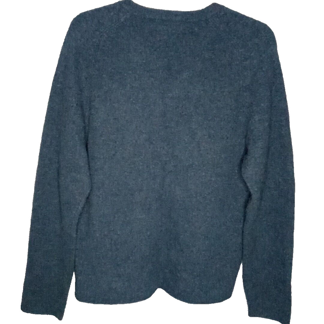 Vintage J Crew Sweater 100% Lambs Wool Womens Sz M Blue V-Neck Pullover Warm