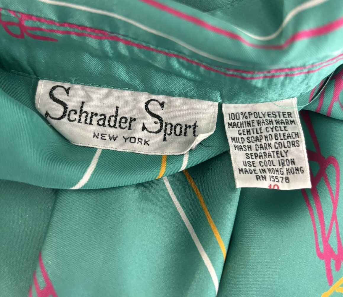 Schrader Sport New York Shift Dress Womens 10 All Over Print Vintage 80s *Read