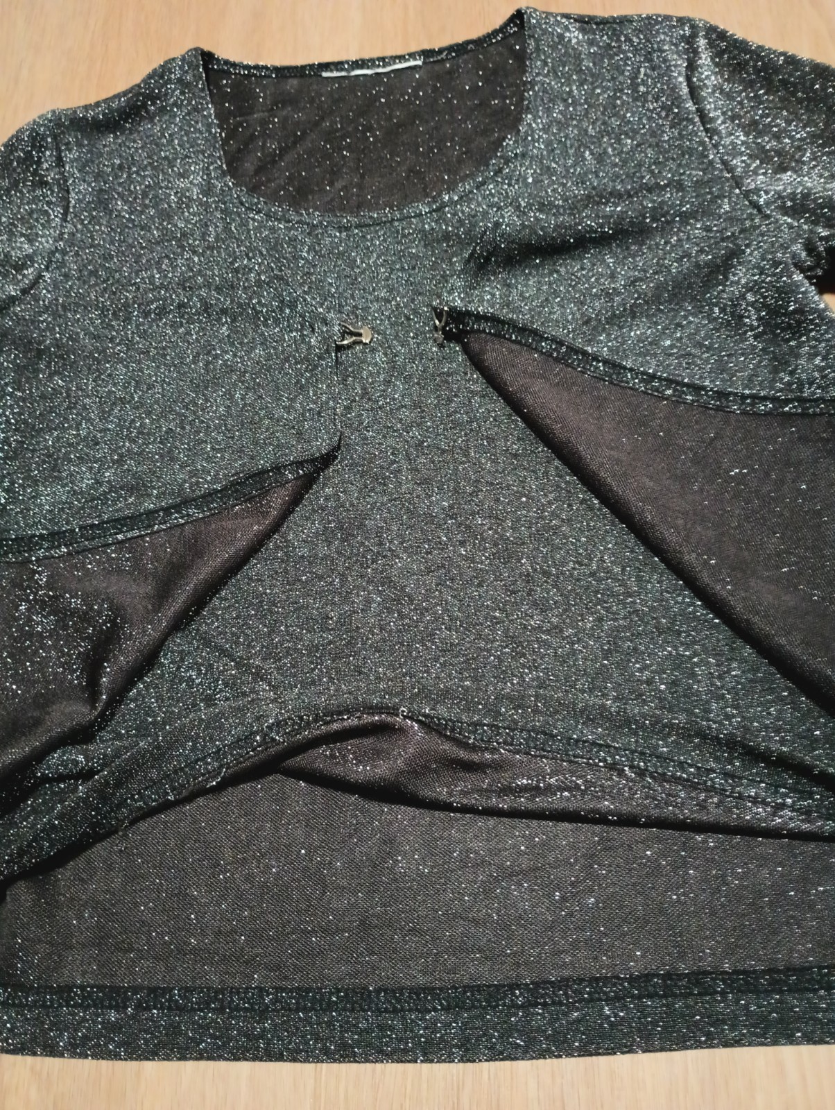 Vtg Stretch Silver Metallic Gray Layered Sparkly Party Festive Top Jacket M