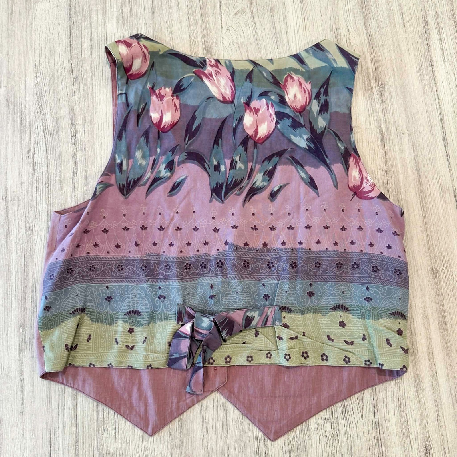 Vintage Phool 2 Piece Set Women’s L Floral Tulip Vest Skirt Boho Hippie Y2K Sz L