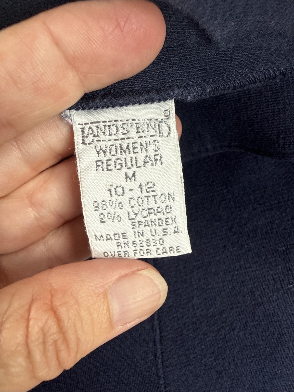 Vintage Stirrup Pants Land’s End Size M 90s Navy Blue Cotton Lycra Made In USA