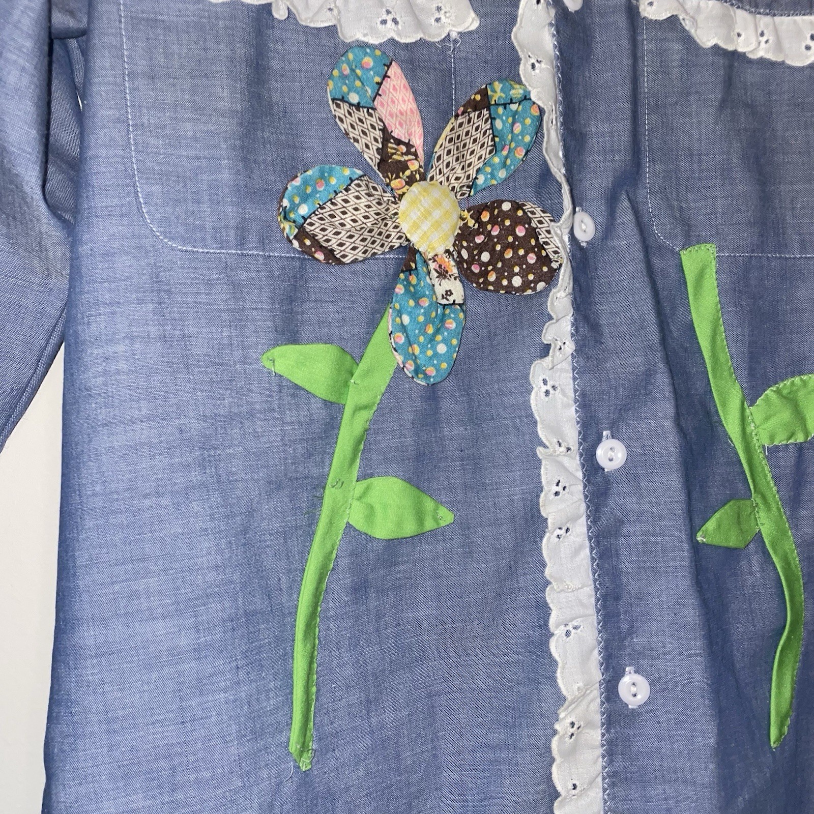 Big Mac JCPenny Vintage Flower Appliqué Lace Lined Women’s M Button Up