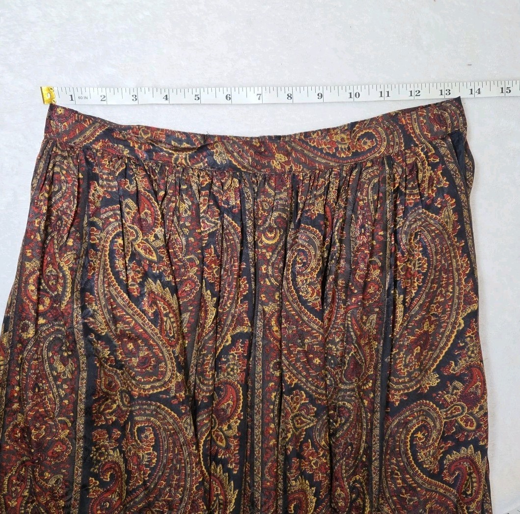 Vtg O By Oscar De La Renta 100% Silk Paisley Tie Neck Dress Skirt Blouse Set