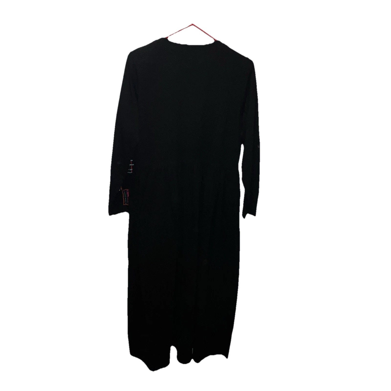 MICHAEL SIMON LITE BLACK COTTON DRESS WITH MULTI COLOR HEAVY EMBROIDERY SZ LG