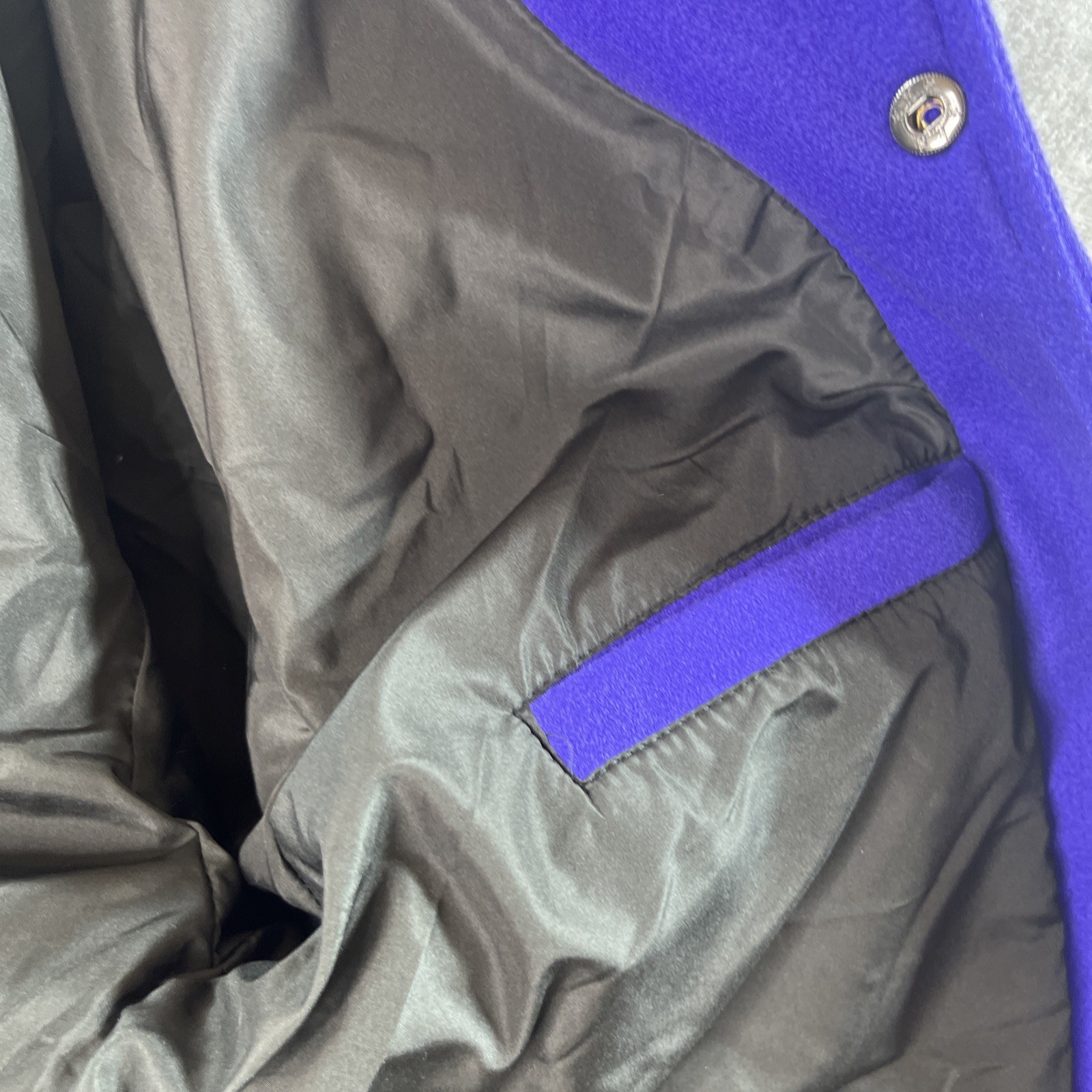 Rhinebeck NY High School Purple Yellow Letterman Stitched Button Jacket Large