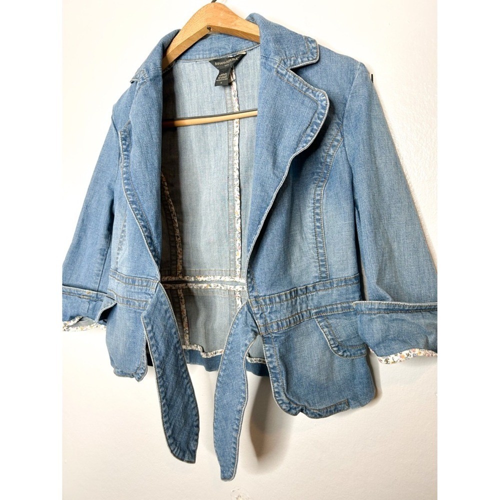 Vintage Banana Republic Early 2000s 2006 Tie Front Denim Jacket 6