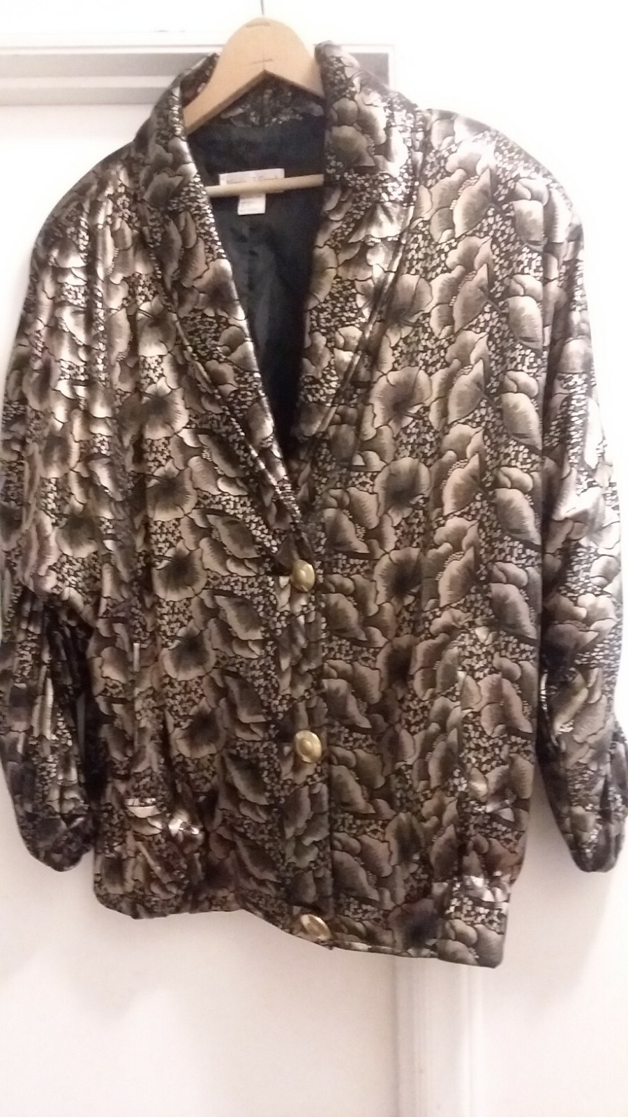 Vintage Nicole J Farah SOFT Packable Gold Metallic Floral Jacket J-Farah XL