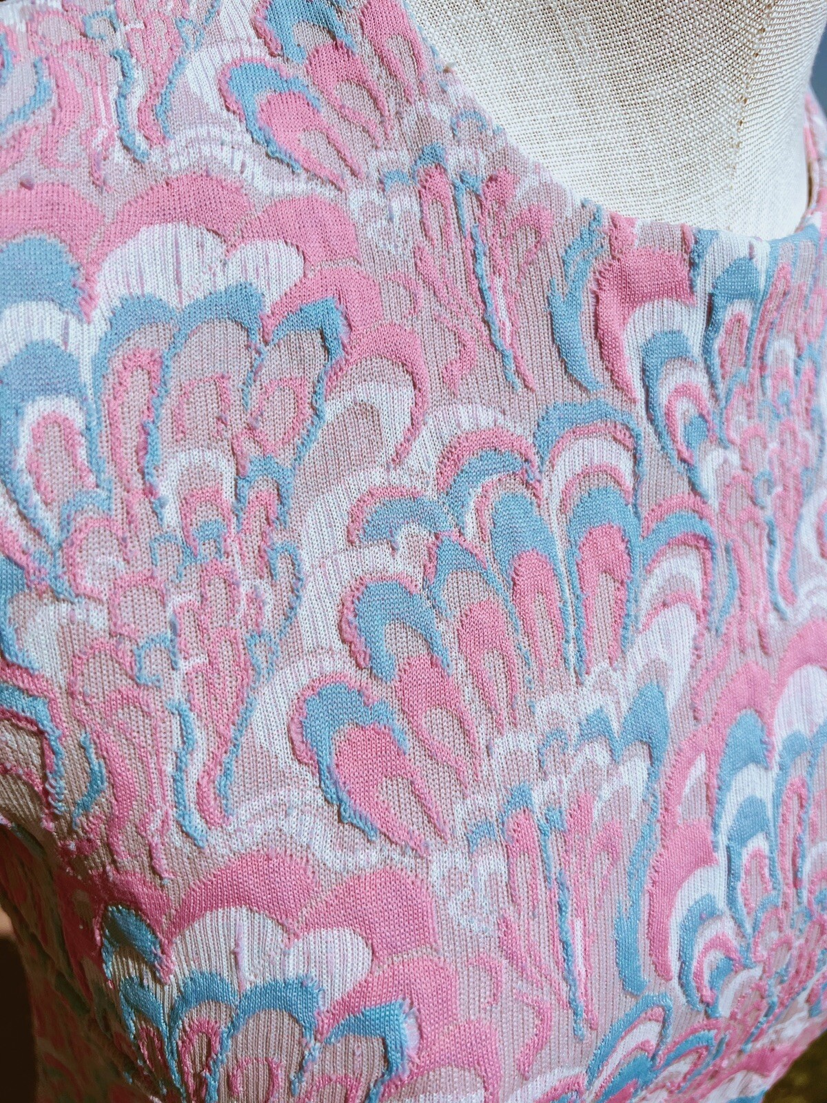 Vintage Polyester Light Blue And Pink Skirt and Shirt Set 60’s